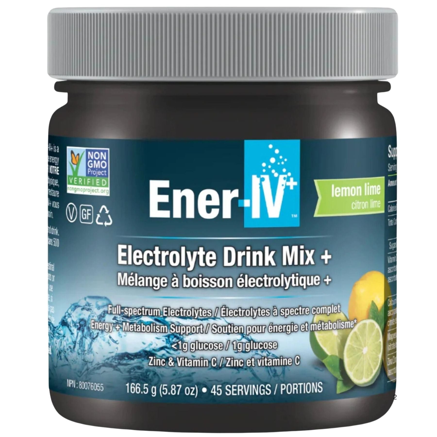 Ener-IV+ Electrolyte Drink Mix Lemon Lime 166.5g (30 servings)