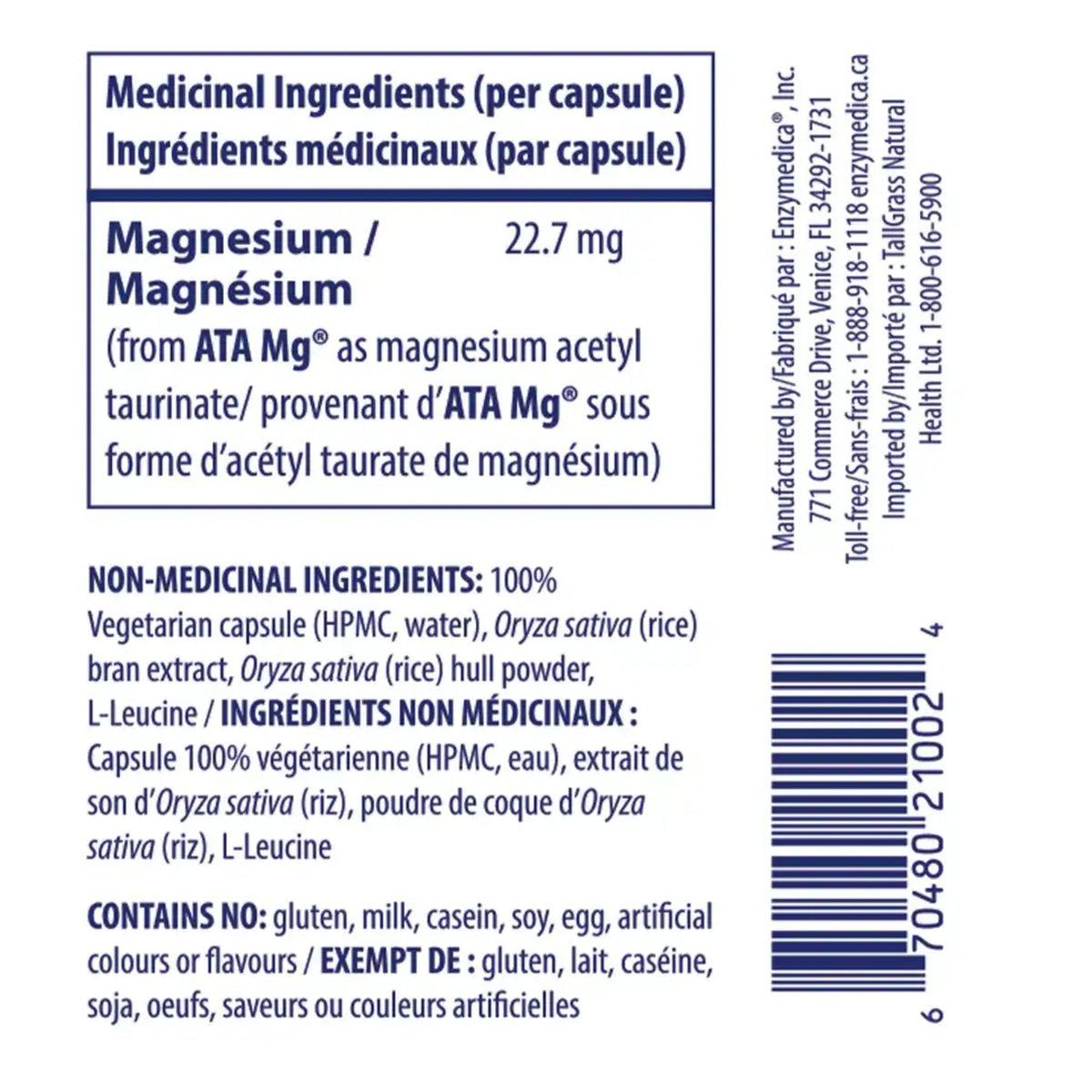 Enzymedica Magnesium Mind ATA 60s