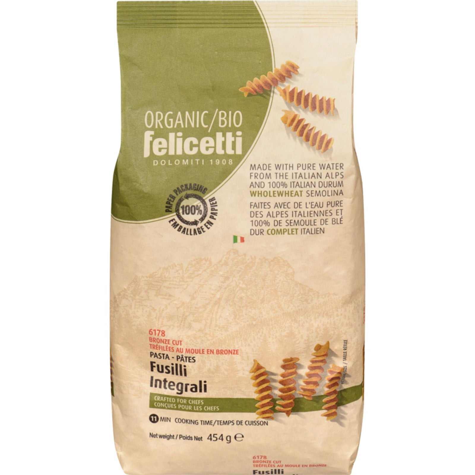 Felicetti Organic Wholewheat Fusilli 454g