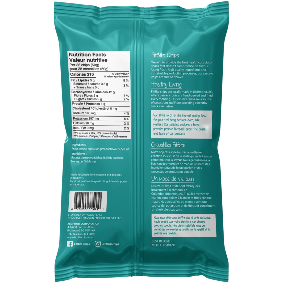 FitBite Cassava Chips Sea Salt Flavour 100g