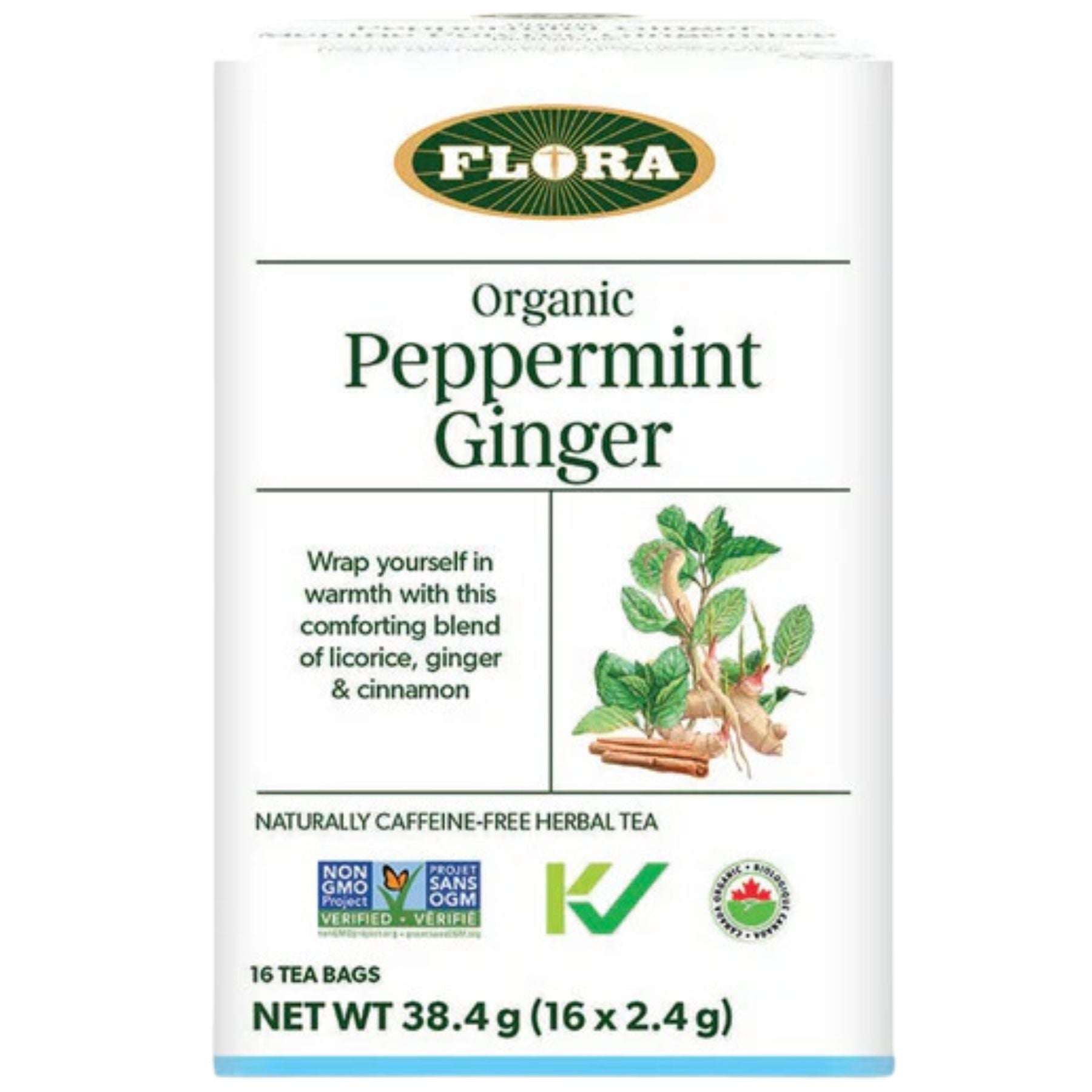 Flora Organic Peppermint Ginger Tea 16ct