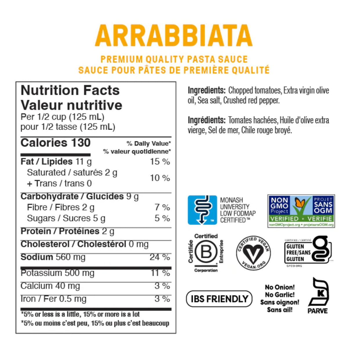 Fody Foods Spicy Marinara (Arrabbiata) Pasta Sauce 547mL