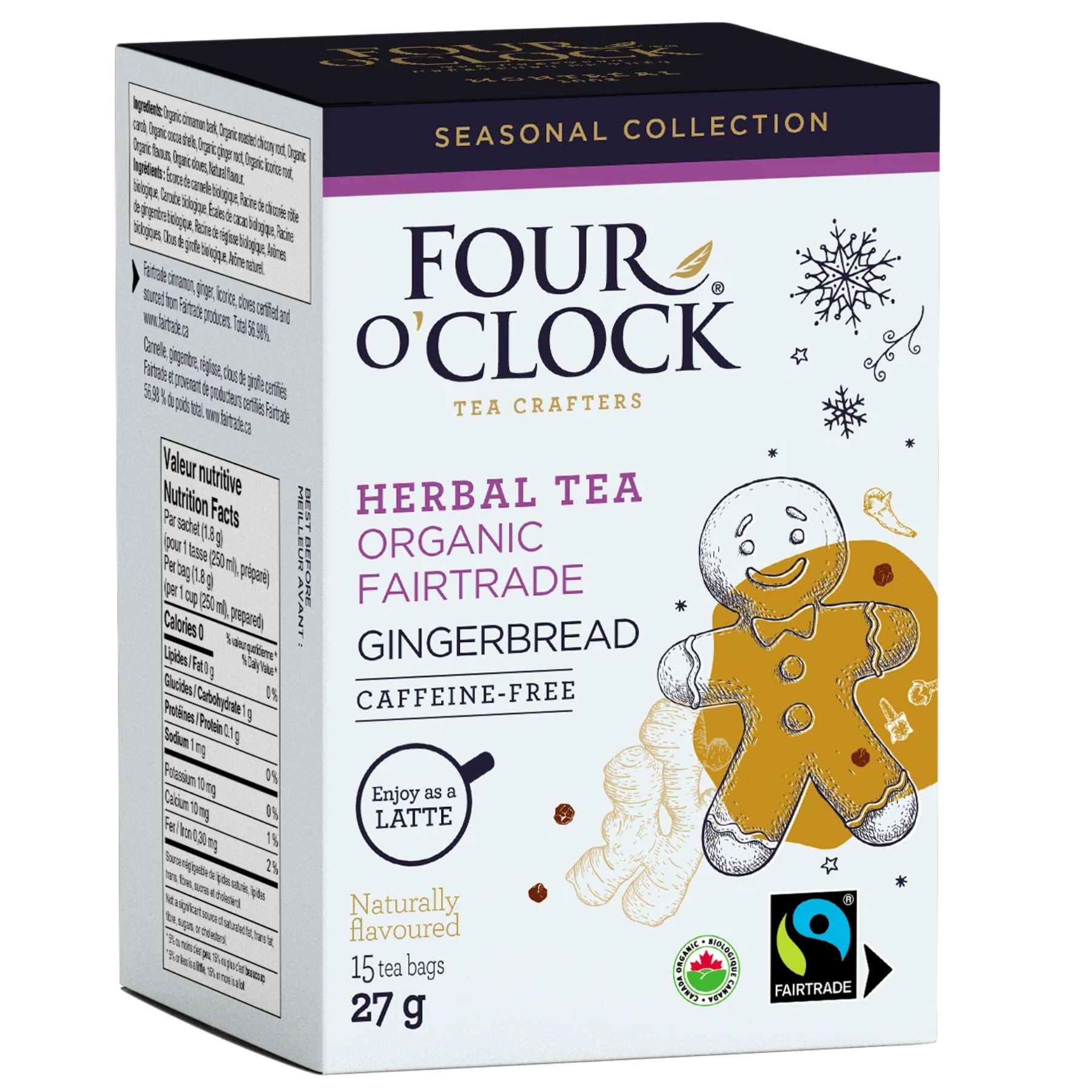 Four O'Clock Organic Fairtrade Herbal Gingerbread Tea 16ct