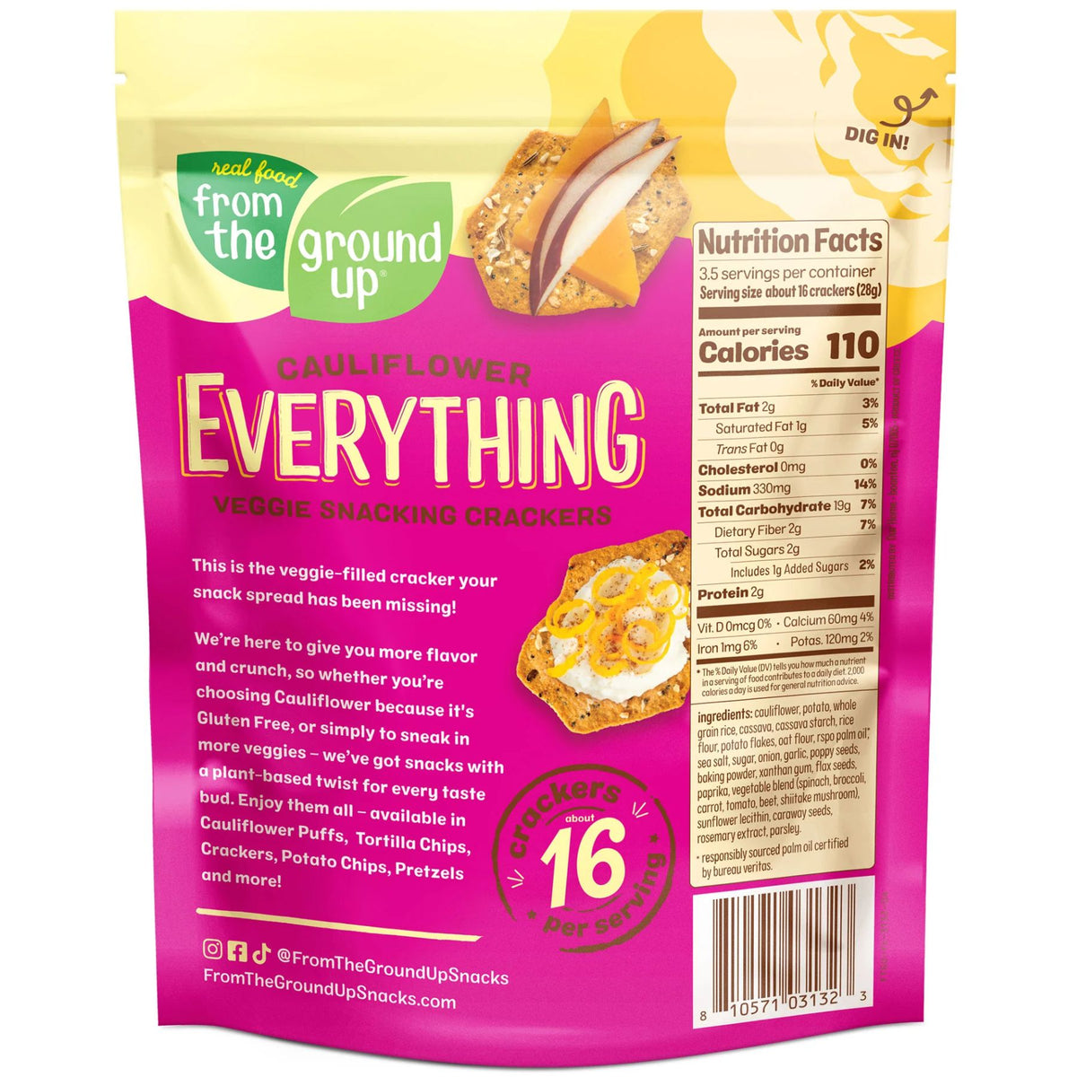 From the Ground Up Everything Snacking Cauliflower Crackers 100g