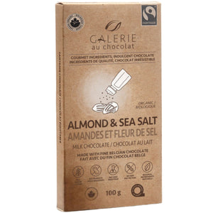 Galerie au Chocolat Fairtrade Milk Chocolate Almond & Sea Salt 100g