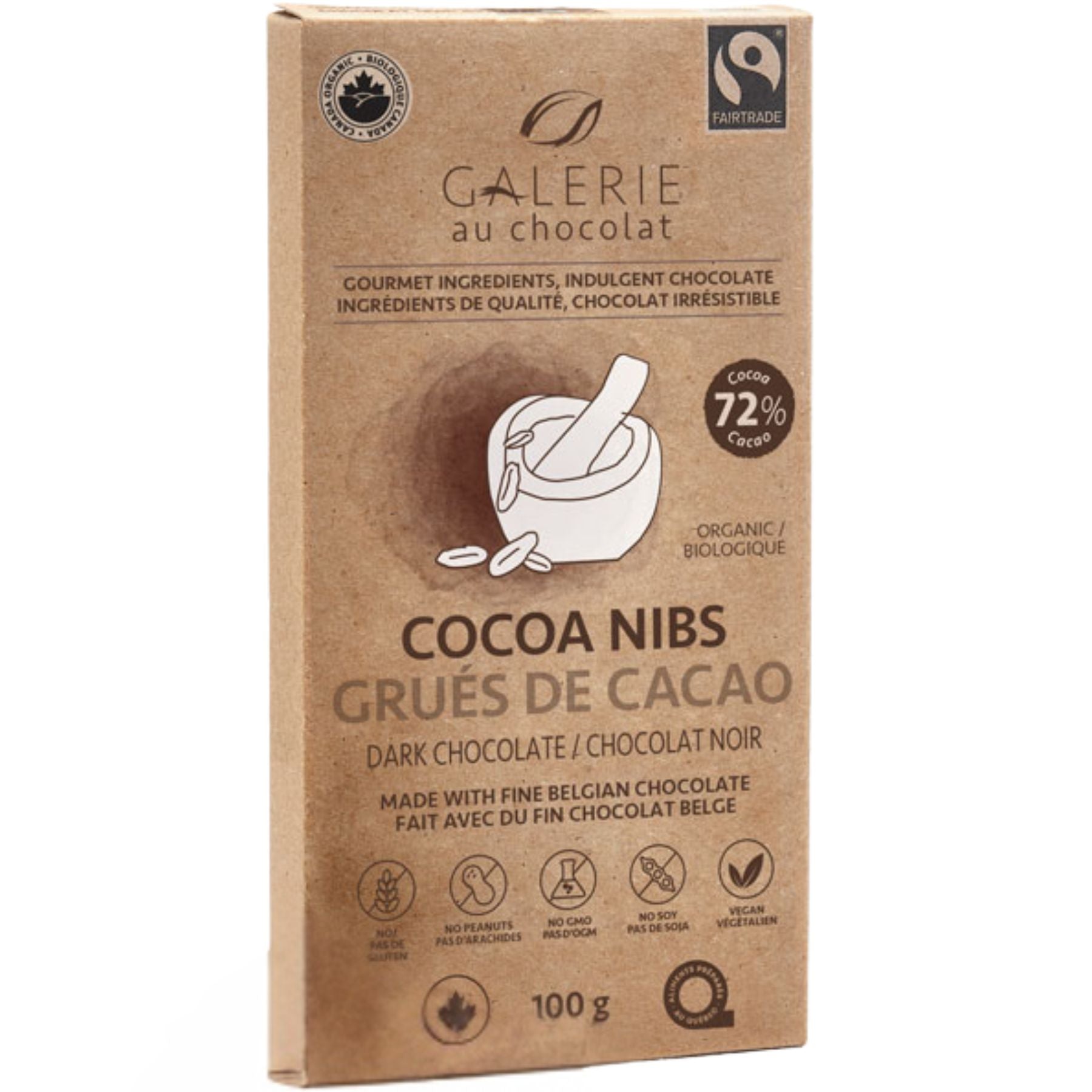 Galerie au Chocolat Fairtrade Dark Chocolate Cocoa Nibs 100g