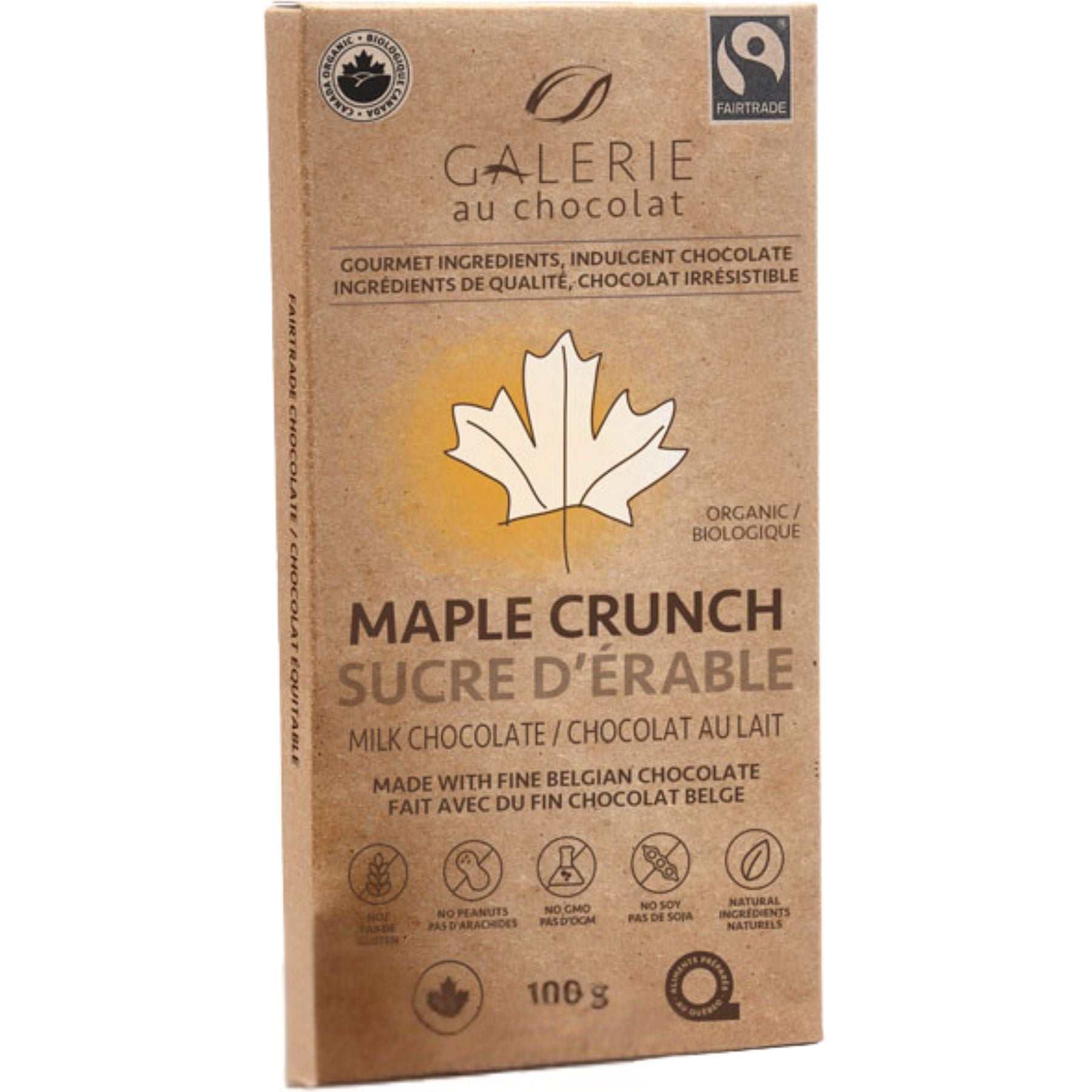 Galerie au Chocolat Fairtrade Milk Chocolate Maple Crunch 100g