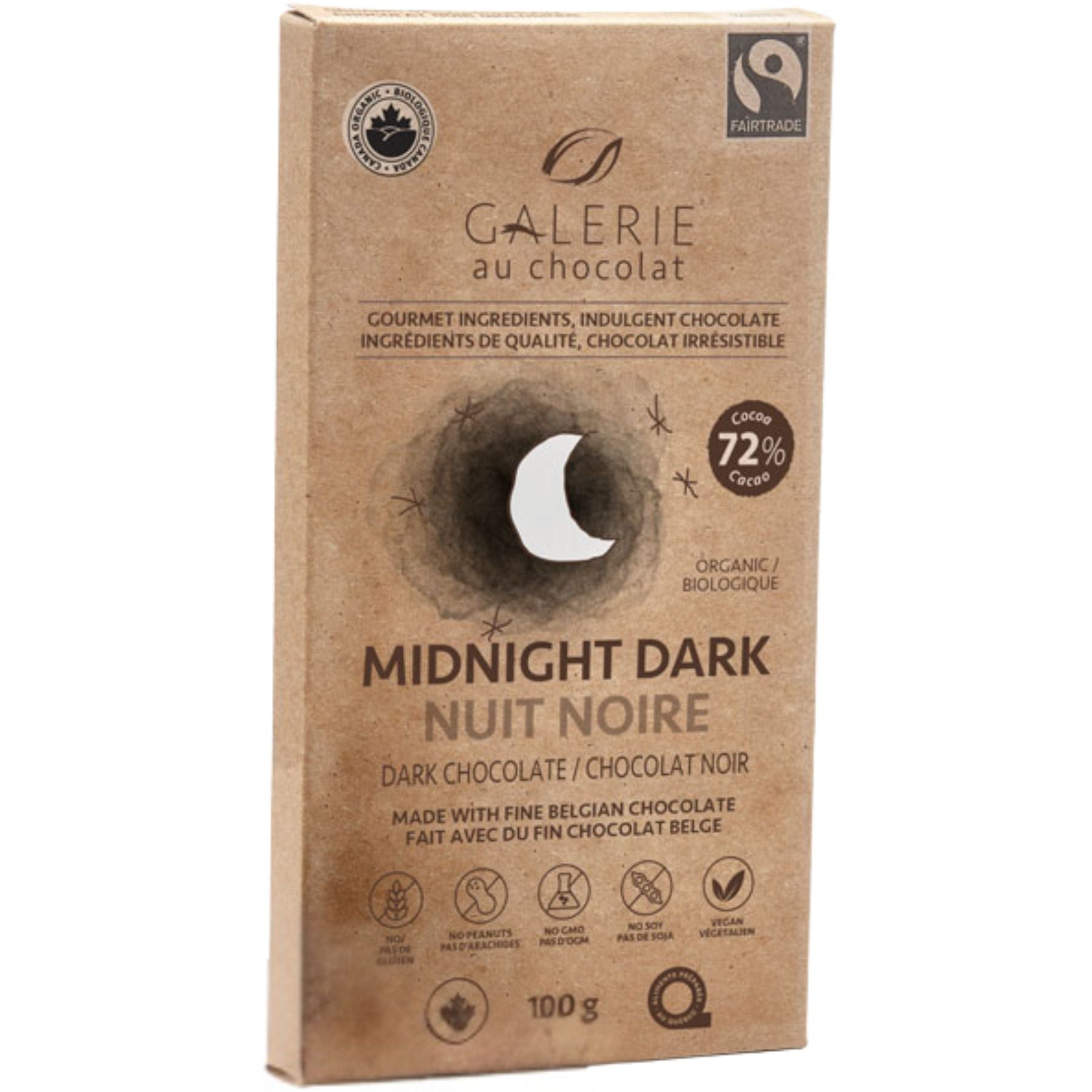 Galerie au Chocolat Fairtrade 72% Dark Chocolate - Midnight Dark 100g