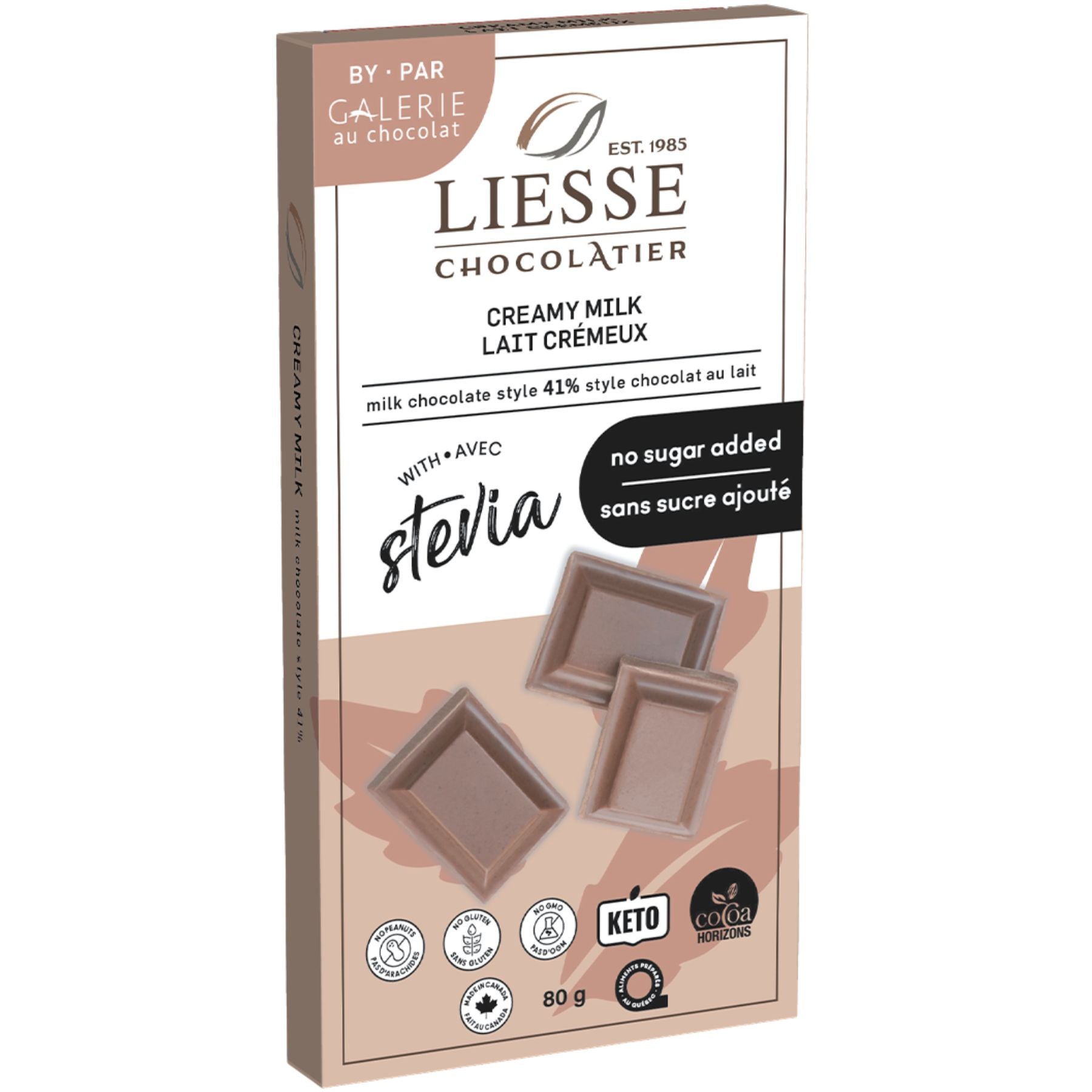 Galerie au Chocolat No Sugar Added Creamy Milk Chocolate 80g