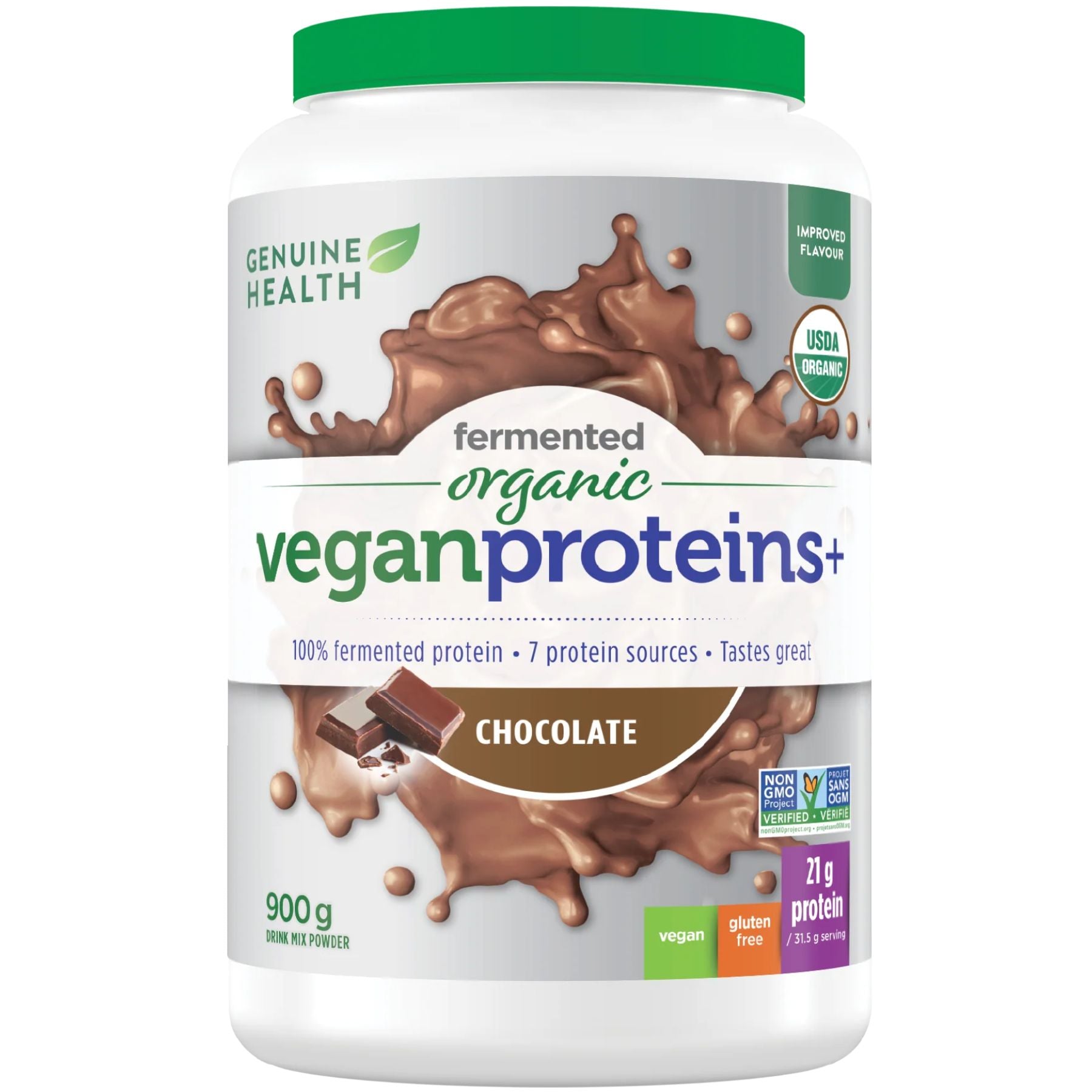 Genuine Health Organic Fermented Vegan Protein Chocolate 900g