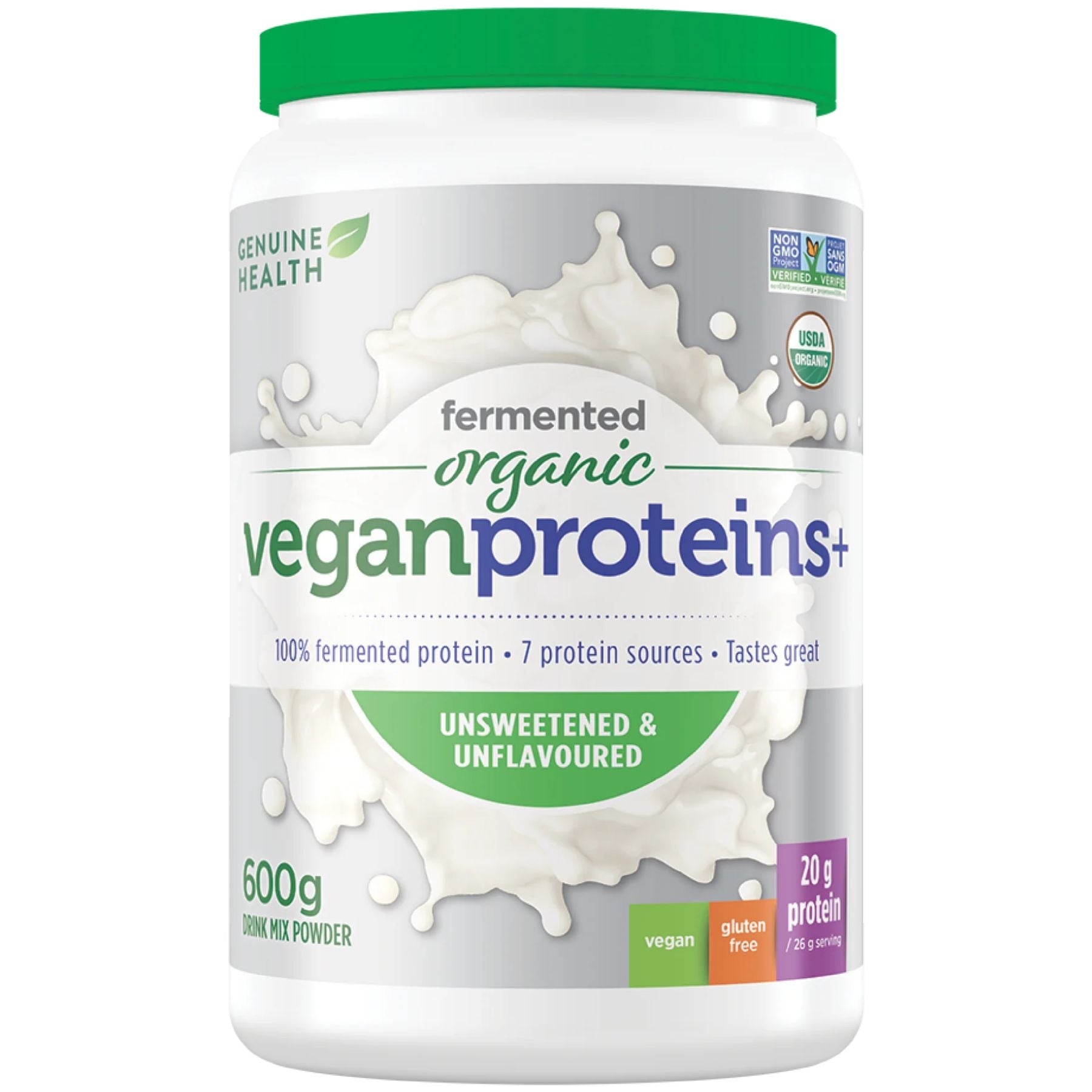 Genuine Health Organic Fermented Vegan Protein Unsweetened & Unflavoured 600g