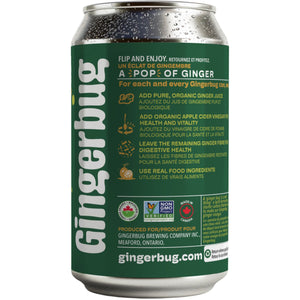 Gingerbug Organic Prebiotic Ginger Beer, Dry/Low-Sugar 355mL