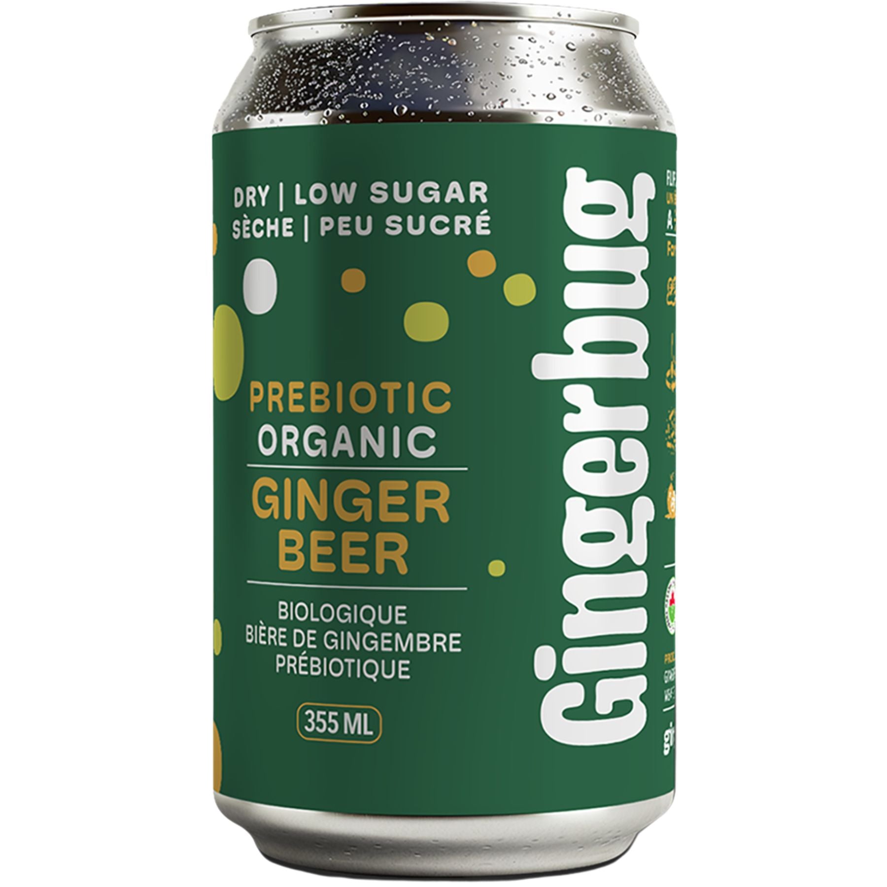 Gingerbug Organic Prebiotic Ginger Beer, Dry/Low-Sugar 355ml