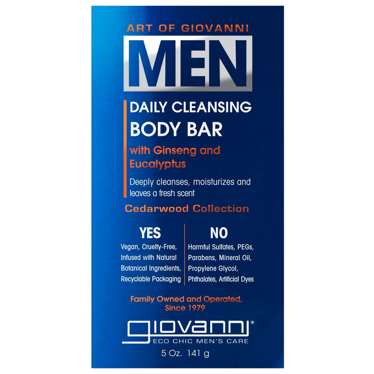 Giovanni Men Daily Cleansing Body Bar with Ginseng & Eucalyptus 141g