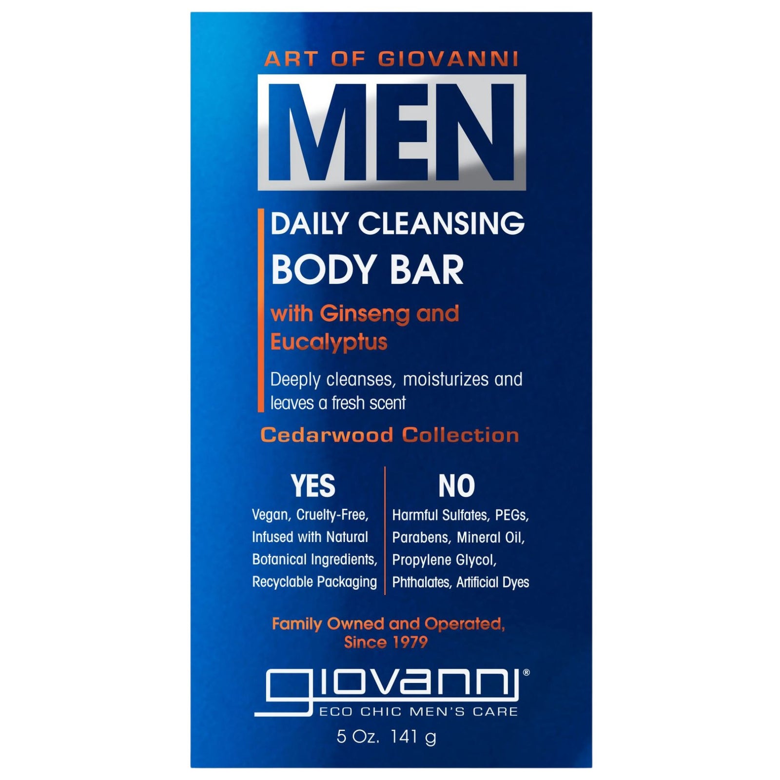Giovanni Men Daily Cleansing Body Bar with Ginseng & Eucalyptus 141g