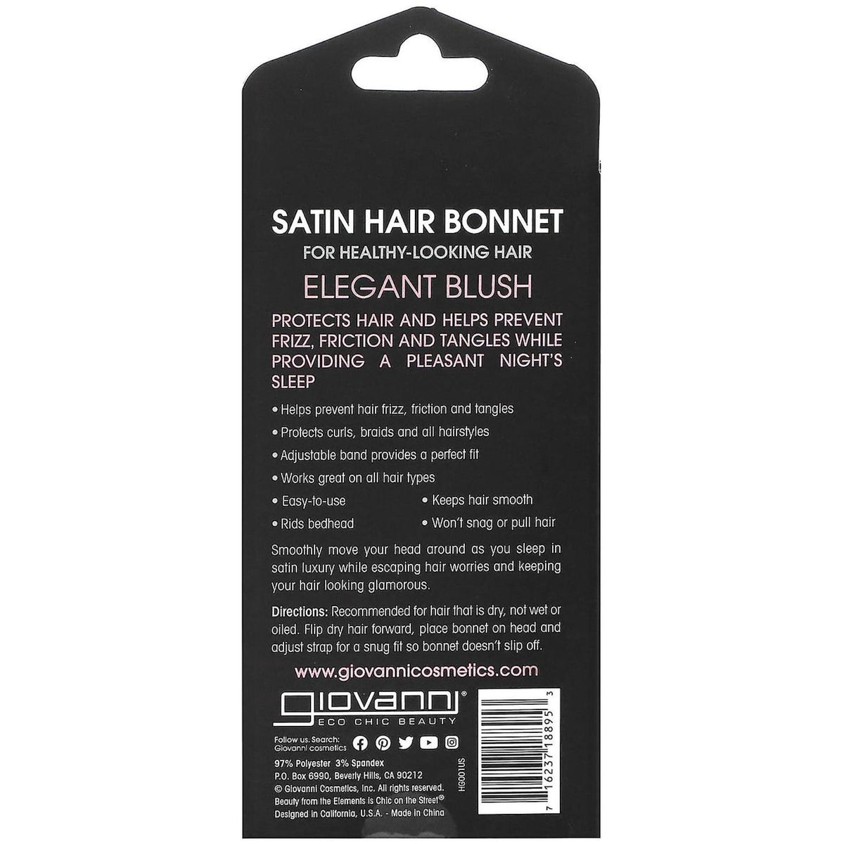 Giovanni Satin Hair Bonnet - Blush