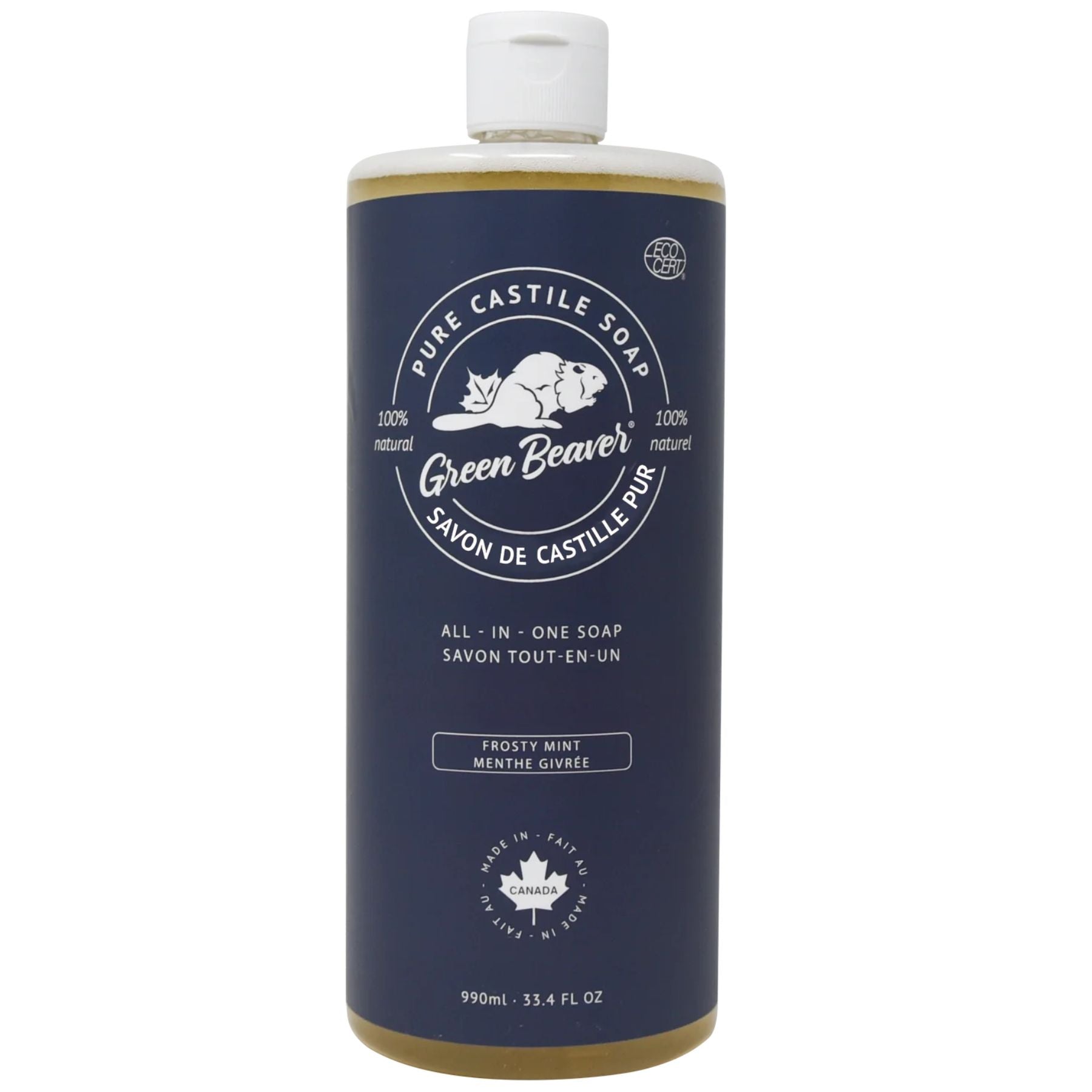 Green Beaver All-in-One Pure Castile Soap - Frosty Mint 990mL