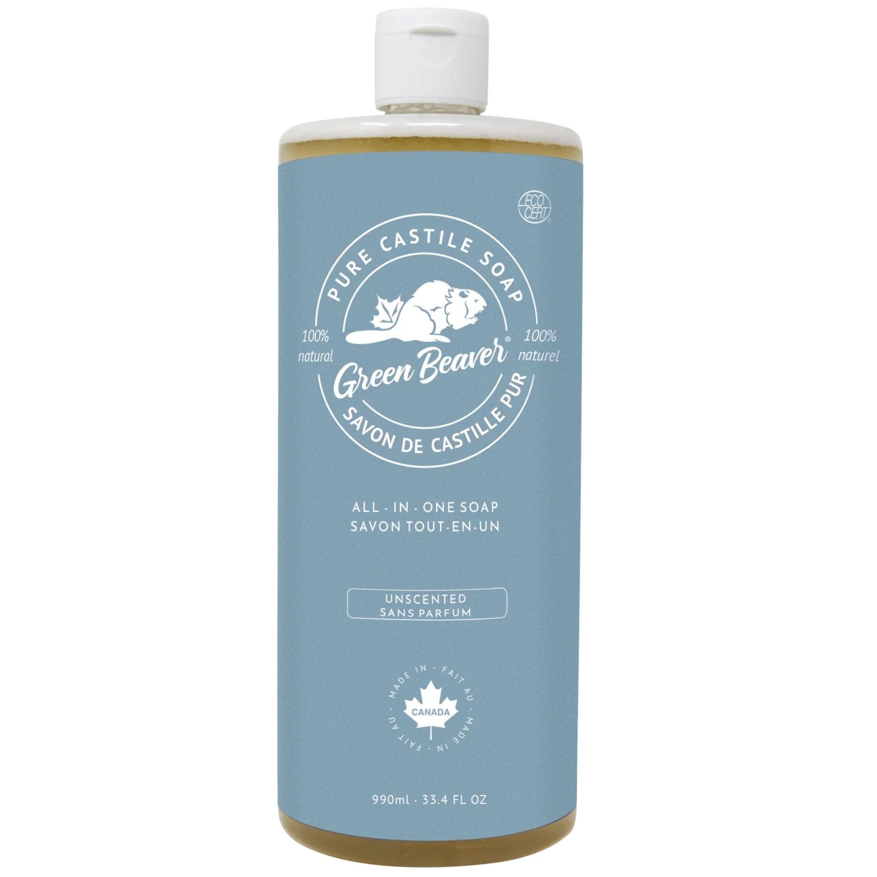 Green Beaver All-in-One Pure Castile Soap - Unscented 990ml