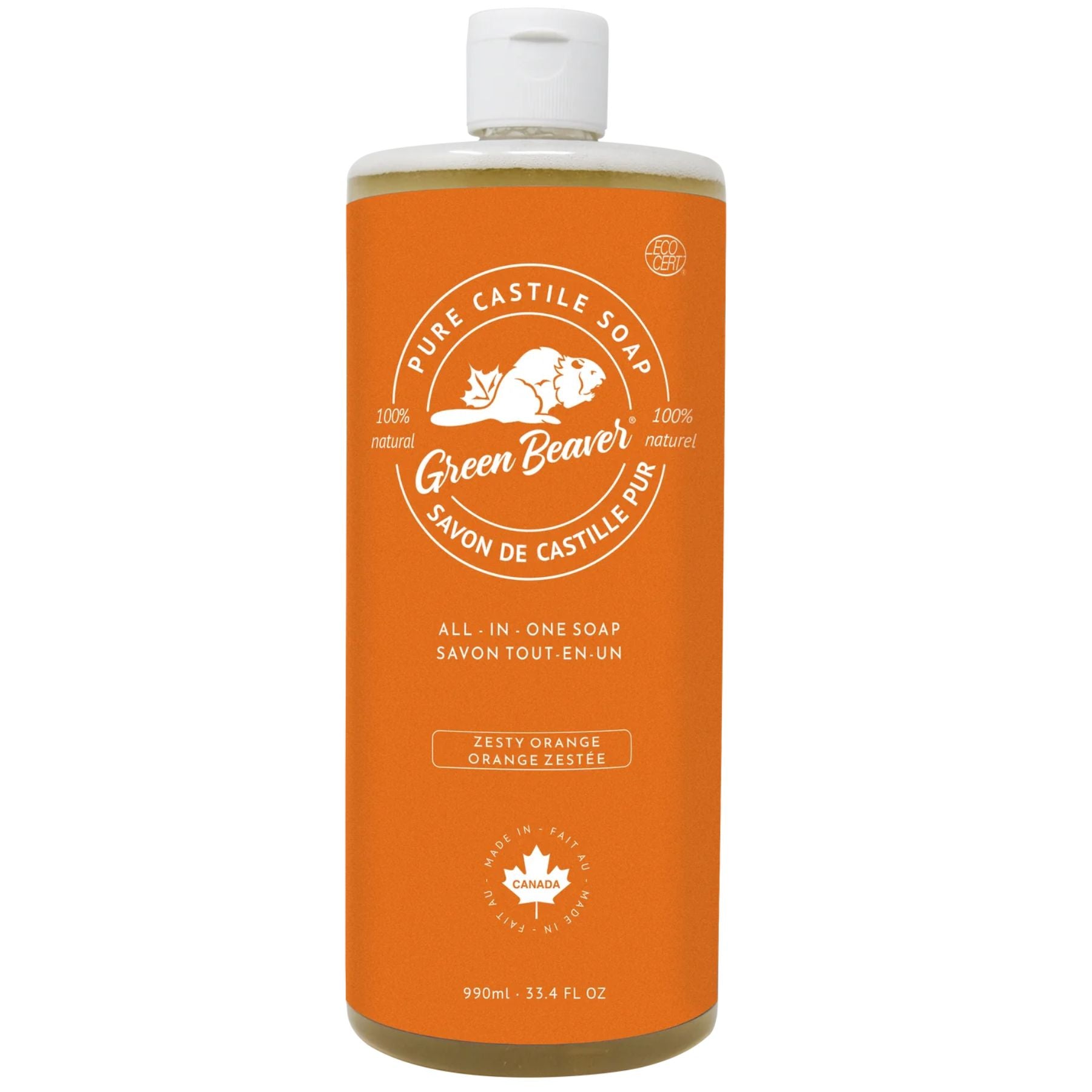 Green Beaver All-in-One Pure Castile Soap - Zesty Orange 990ml