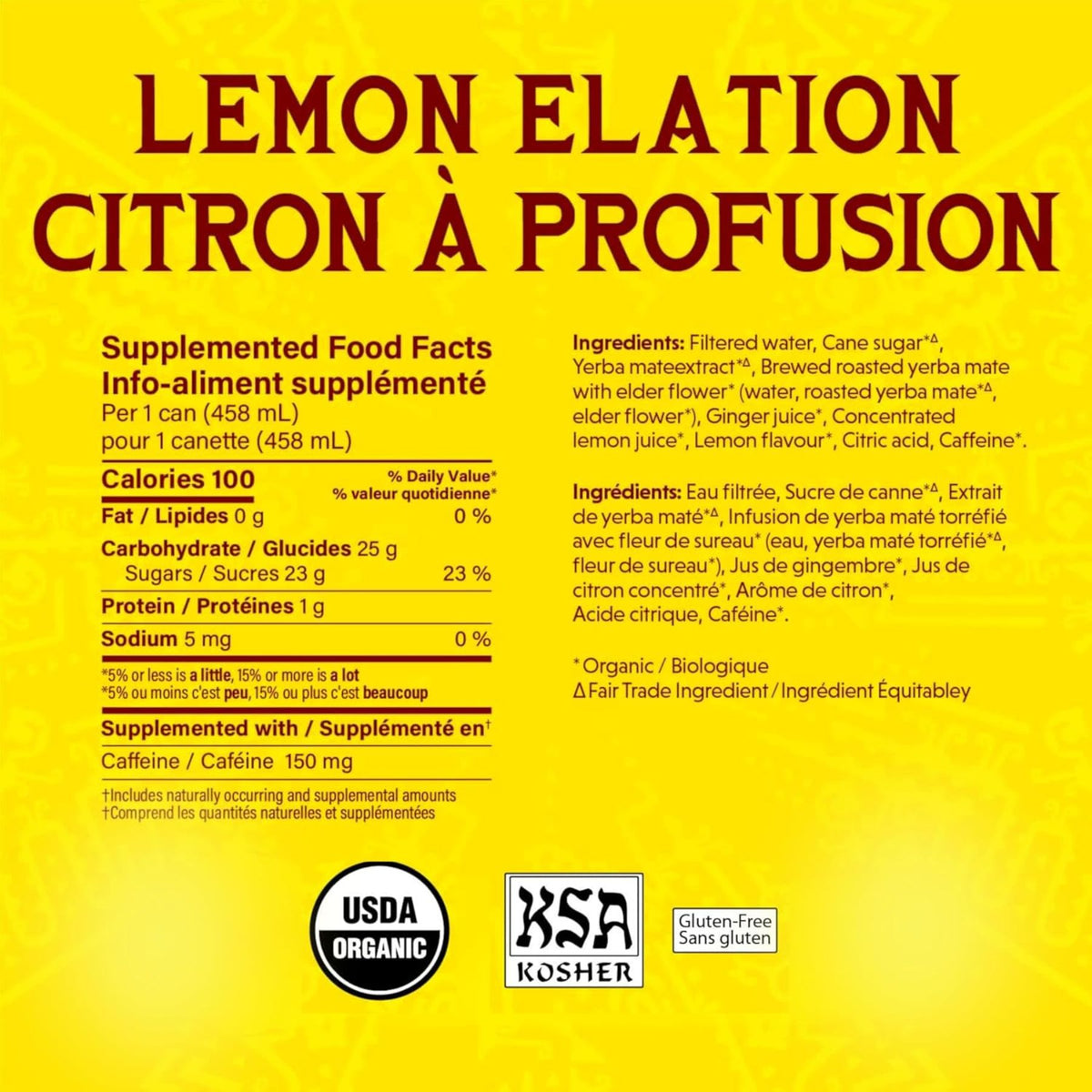 Guayaki Organic Yerba Mate Lemon Elation Tea 458mL