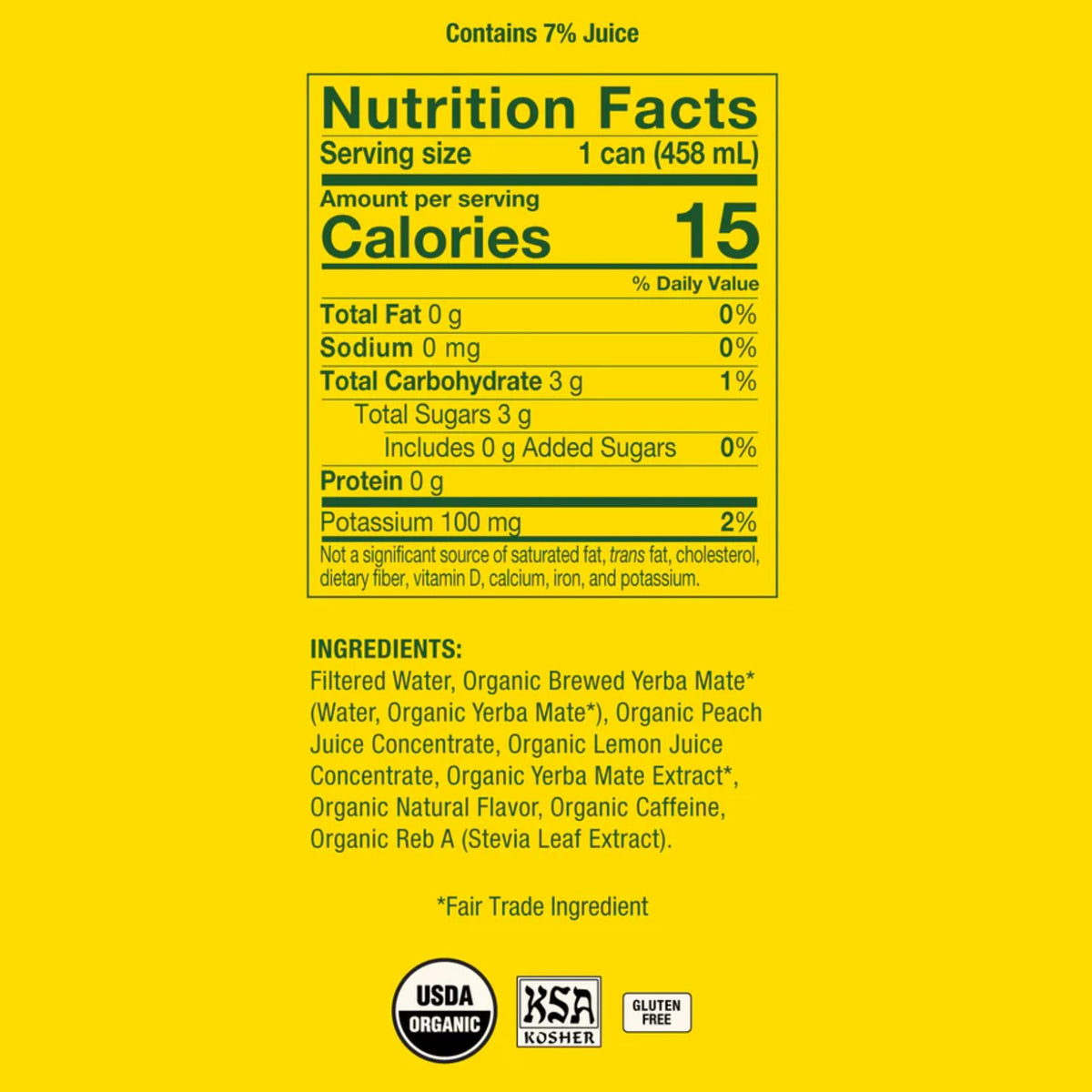 Guayaki Organic Yerba Mate Peach Tea 458mL