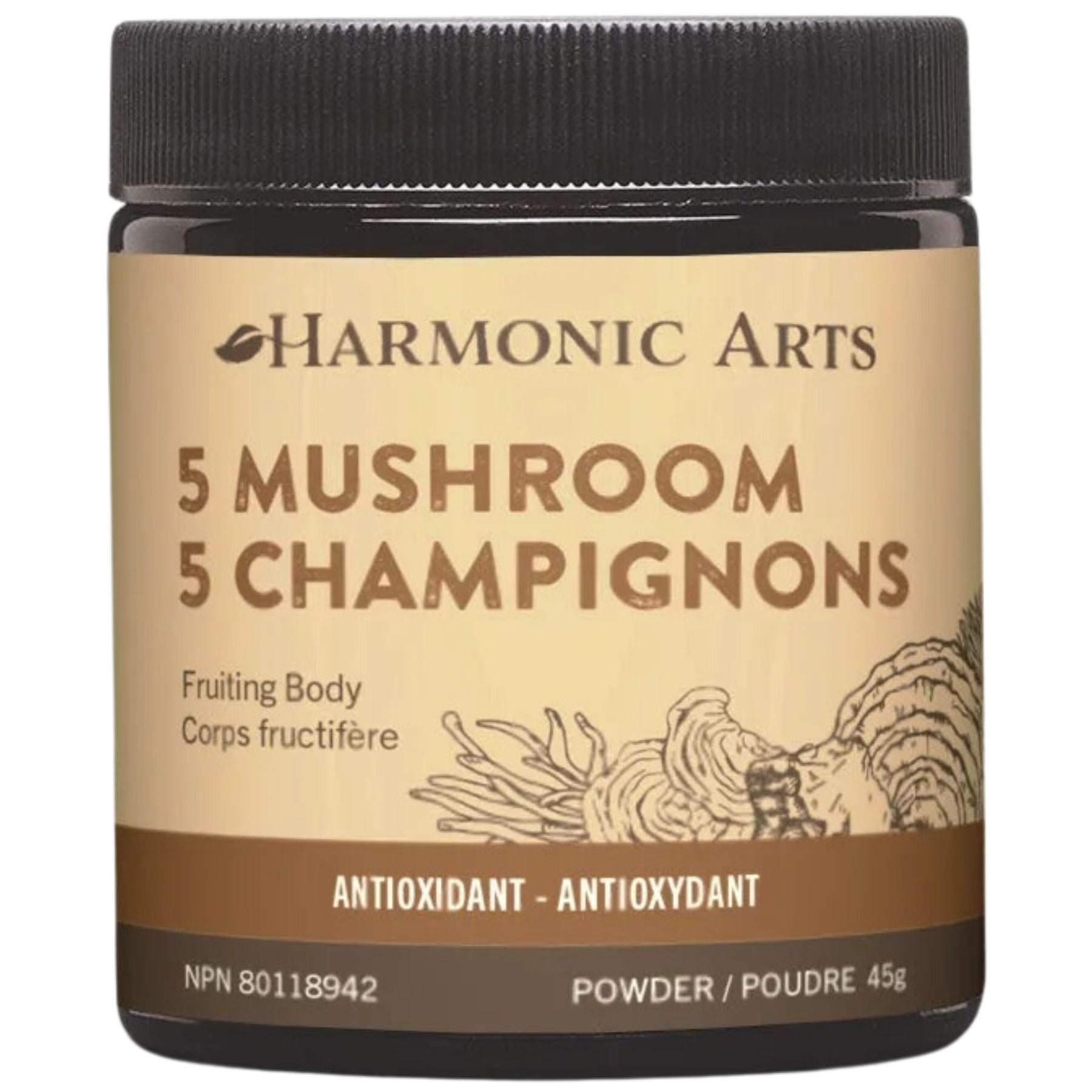 Harmonic Arts Organic 5 Mushroom Concentrated Powder 45g