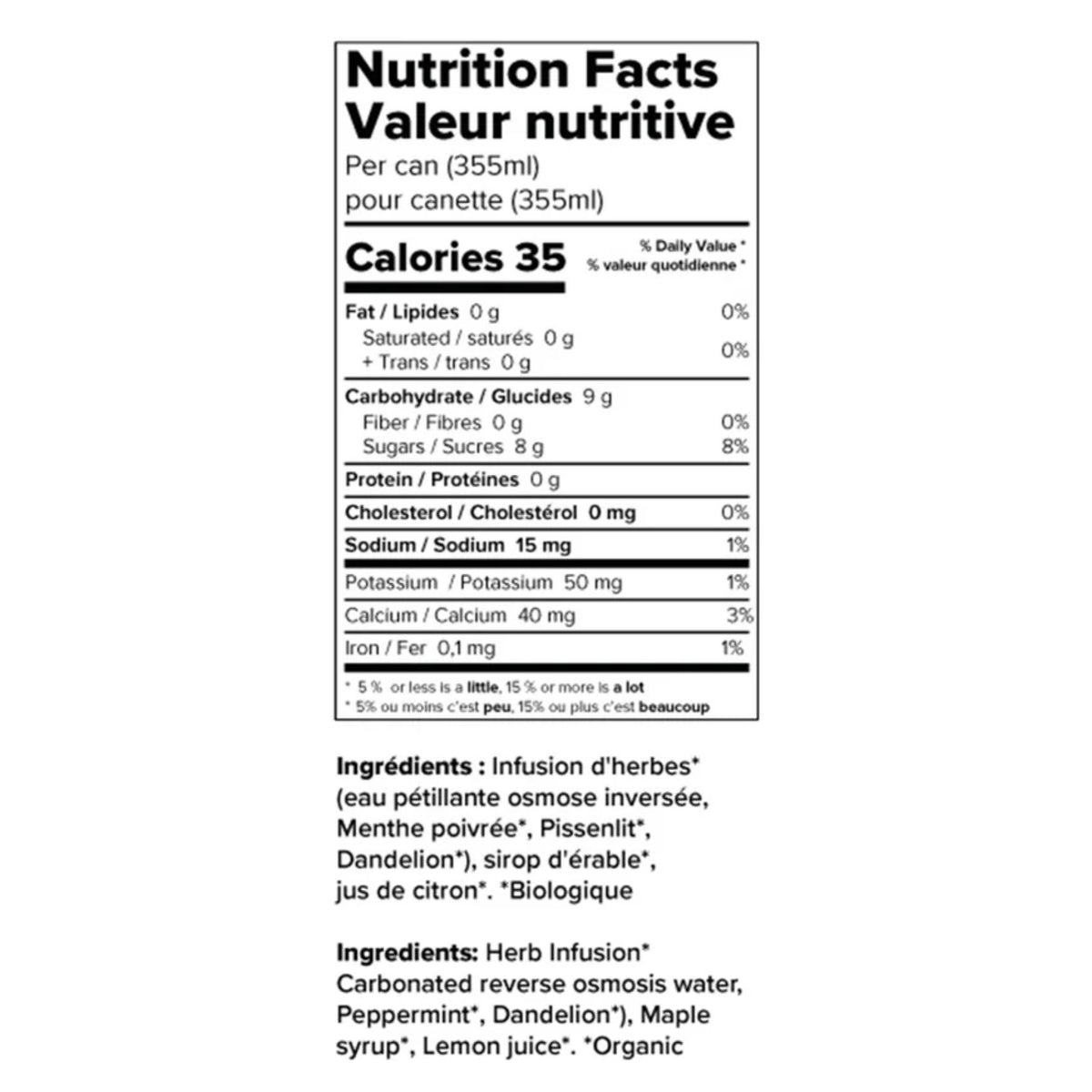 Healtea Organic Sparkling Peppermint + Dandelion Tea 355mL