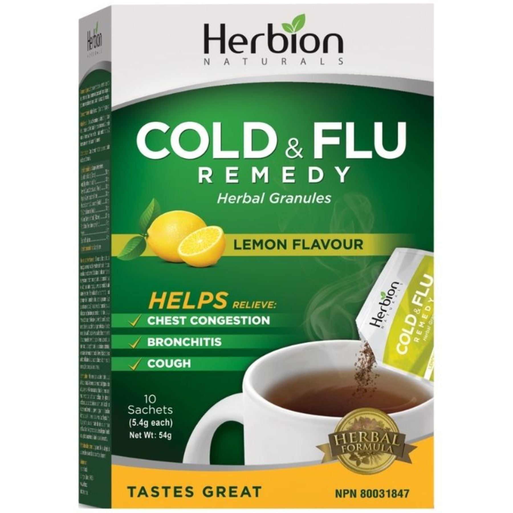 Herbion Cold & Flu Remedy Natural Lemon 10ct