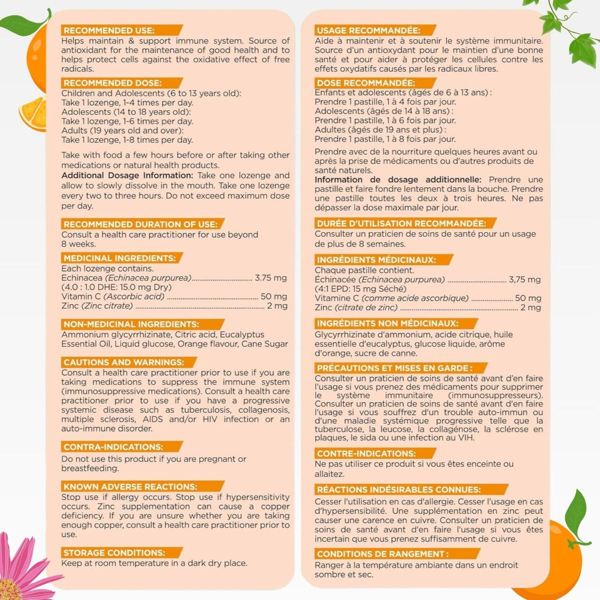 Herbion Immunity Lozenges with Zinc, Vitamin-C & Echinacea Orange 25ct