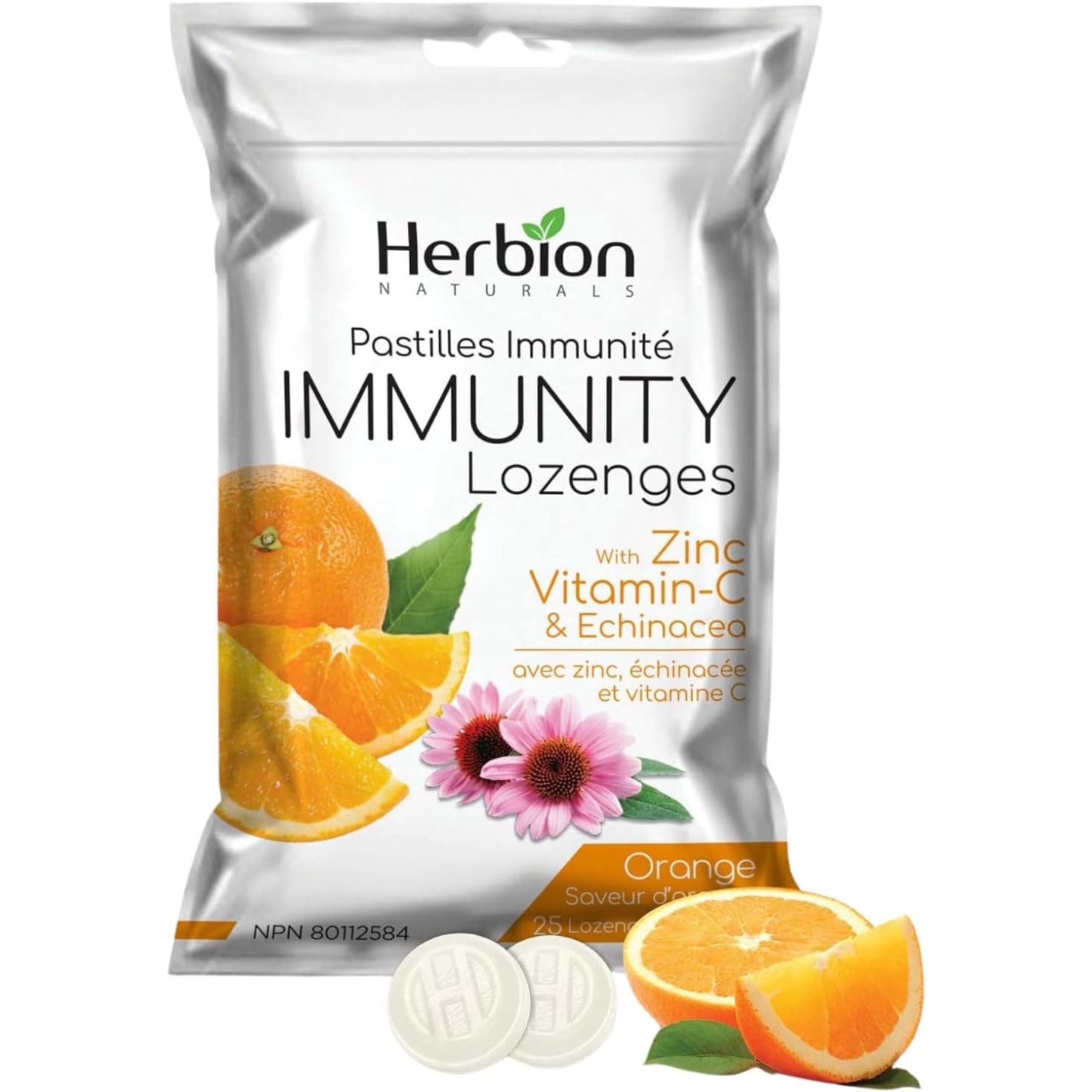 Herbion Immunity Lozenges with Zinc, Vitamin-C & Echinacea Orange 25ct