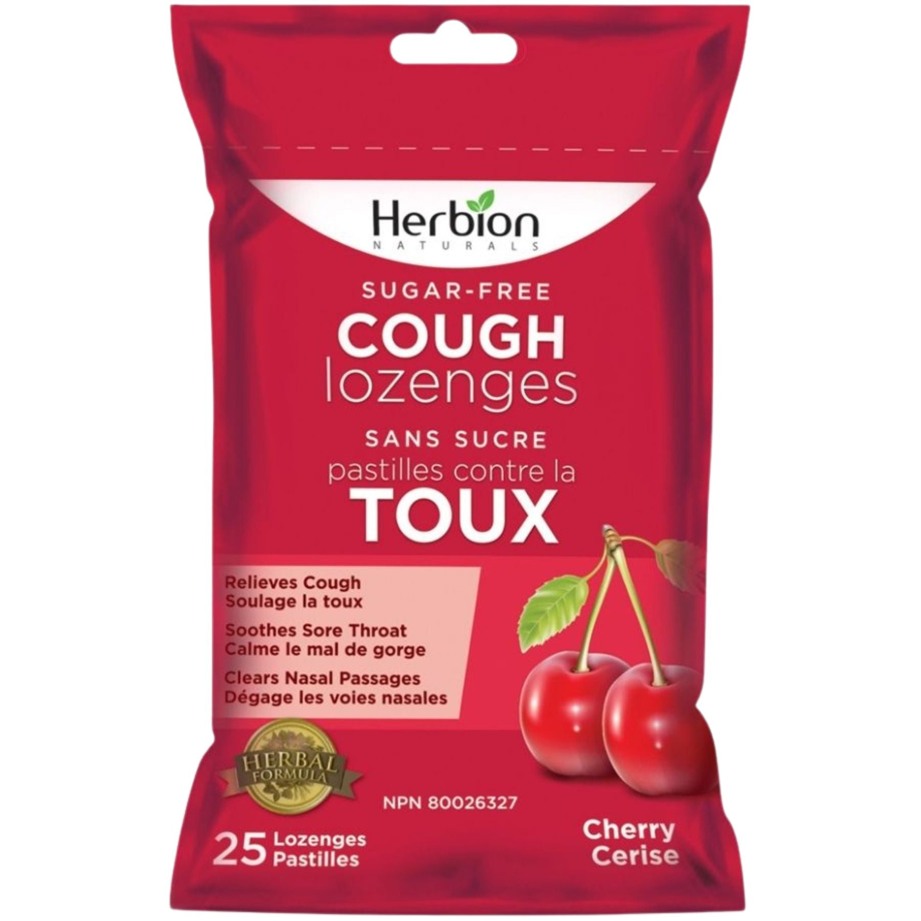 Herbion Sugar-Free Cough Lozenges Pouch - Cherry 25ct