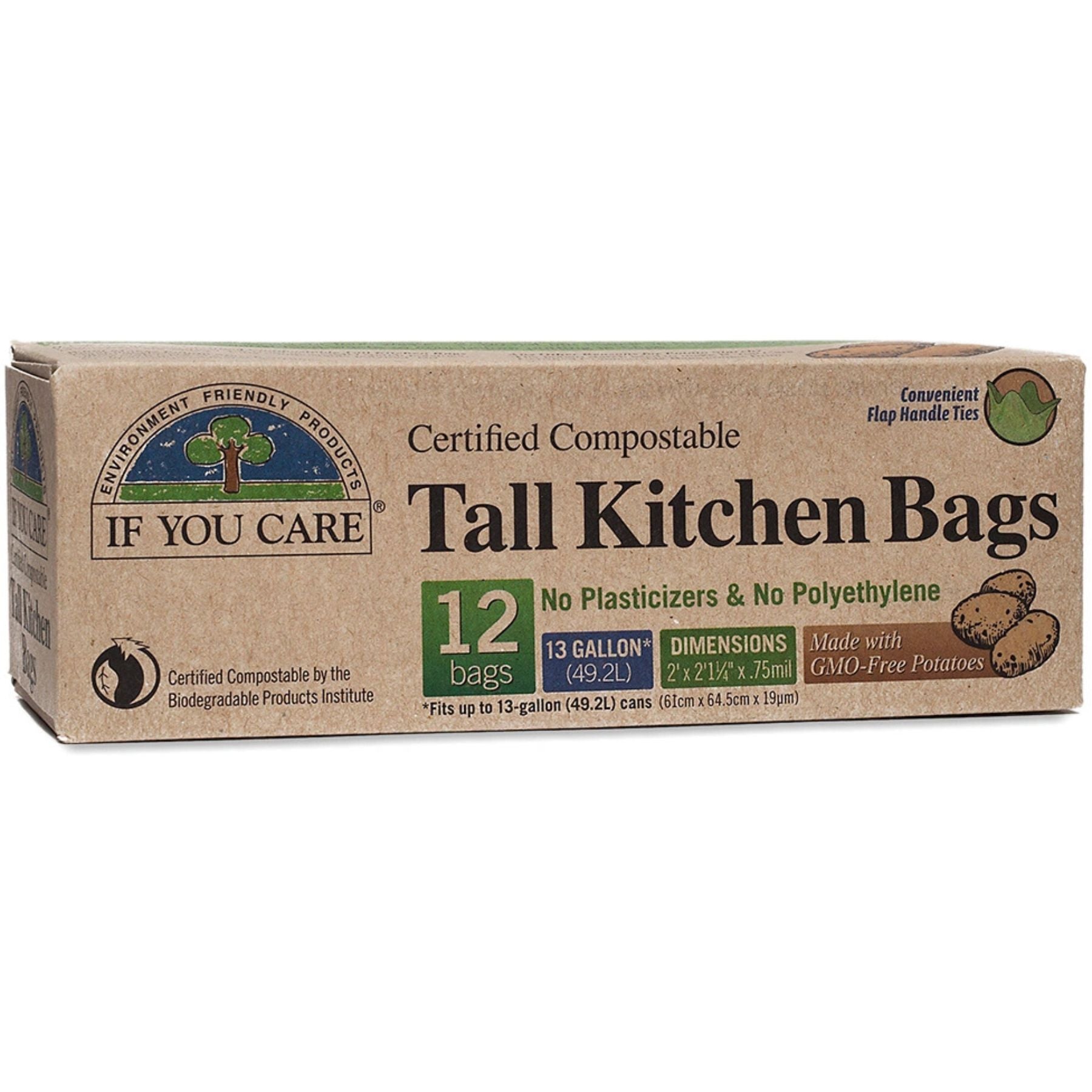 If You Care Compostable 13-Gallon Recycled Tall Kitchen Bags 12ct