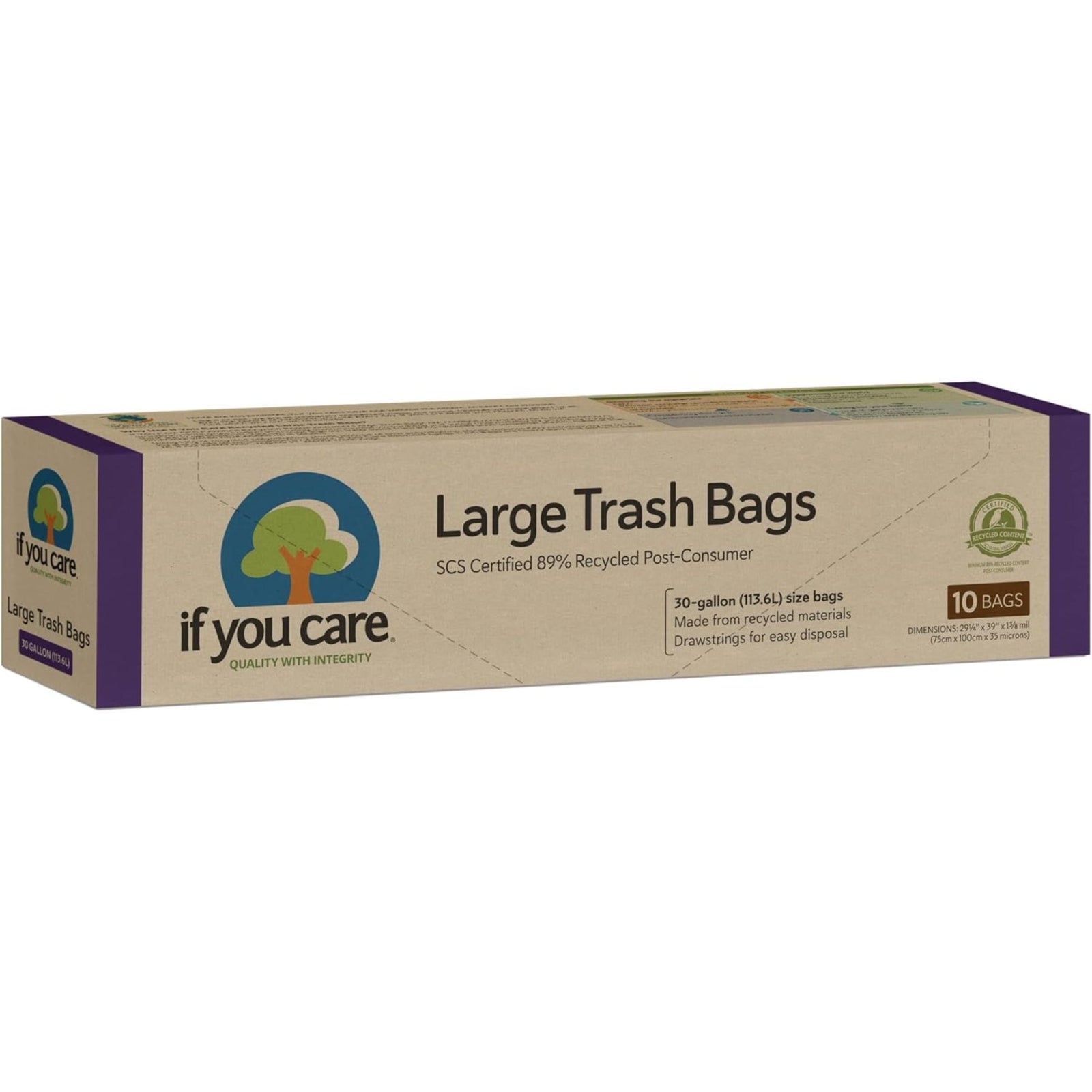 If You Care 30-Gallon Recycled Large Drawstring Trash Bags 10ct