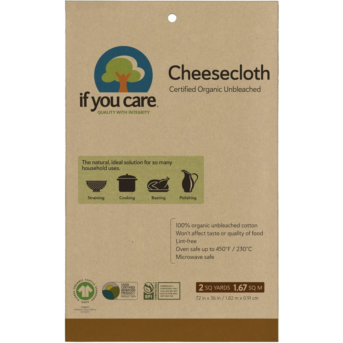If You Care Organic Unbleached Cheesecloth 1ct
