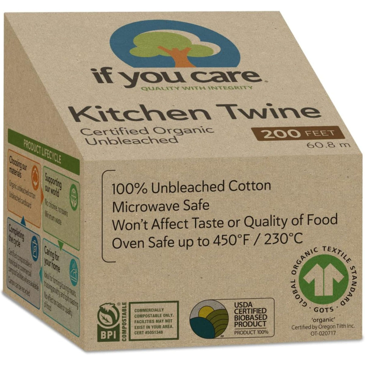If You Care Certified Organic Unbleached Kitchen Twine 200ft