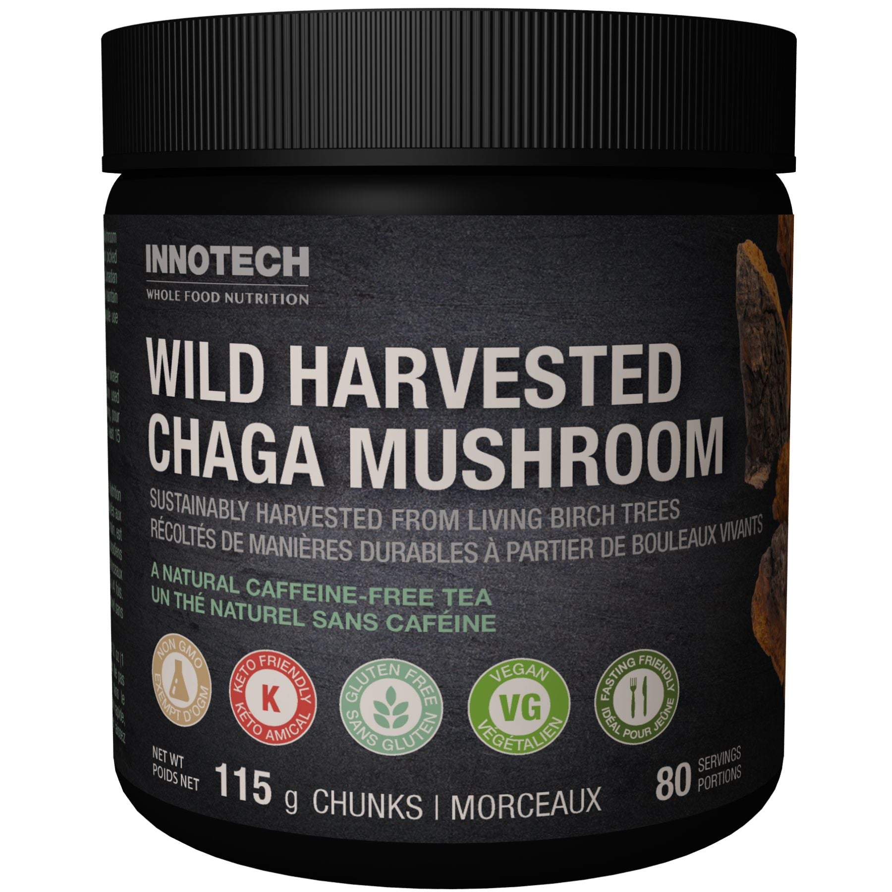 Innotech Wild Harvested Chaga Mushroom Chunks 115g