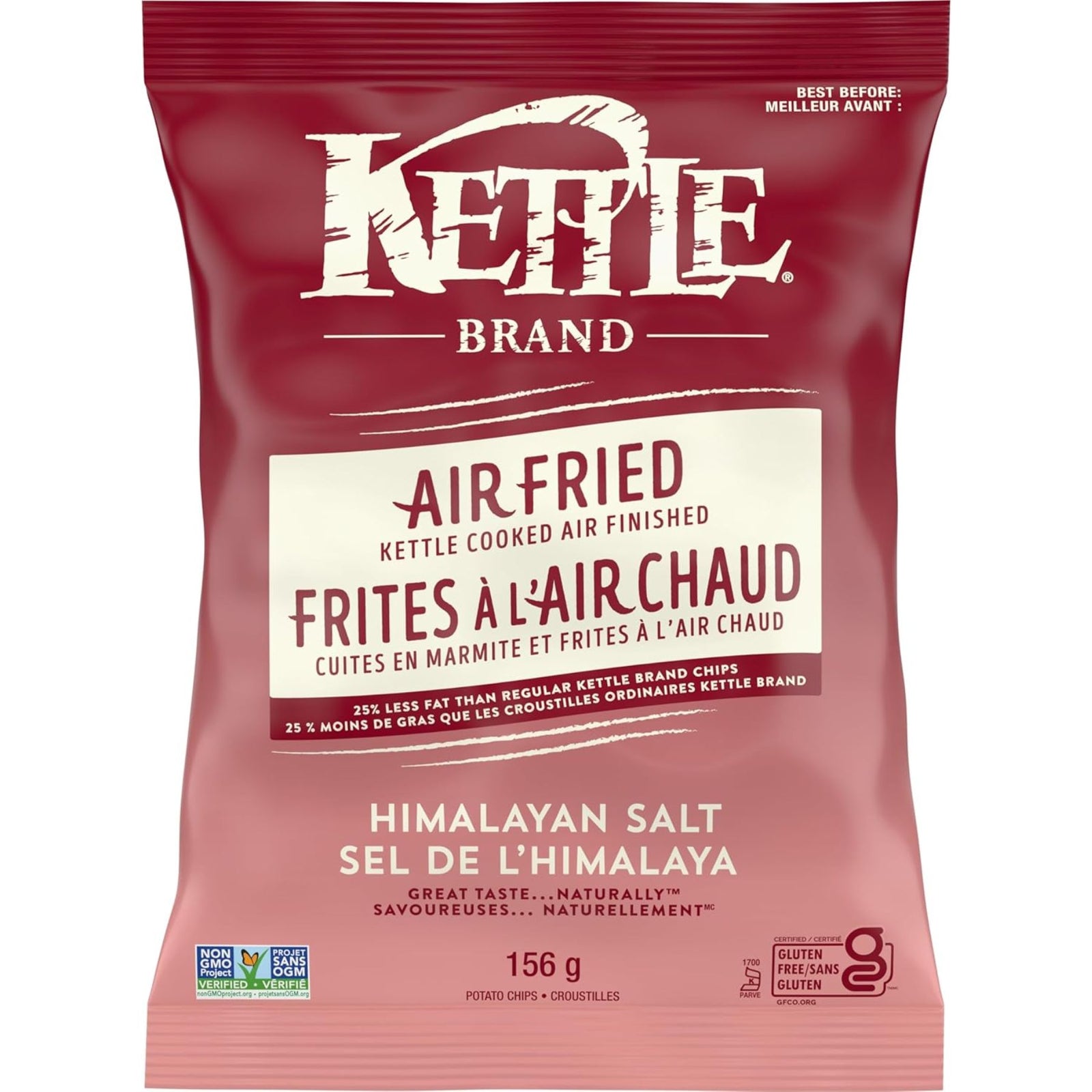 Kettle Brand Air Fried Potato Chips Himalayan Salt 156g
