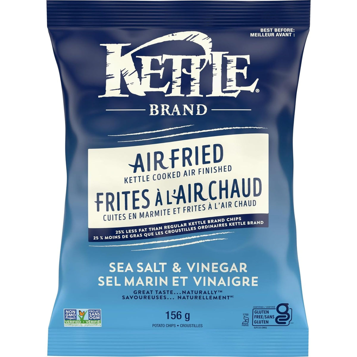 Kettle Air Fried Potato Chips Sea Salt & Vinegar 156g