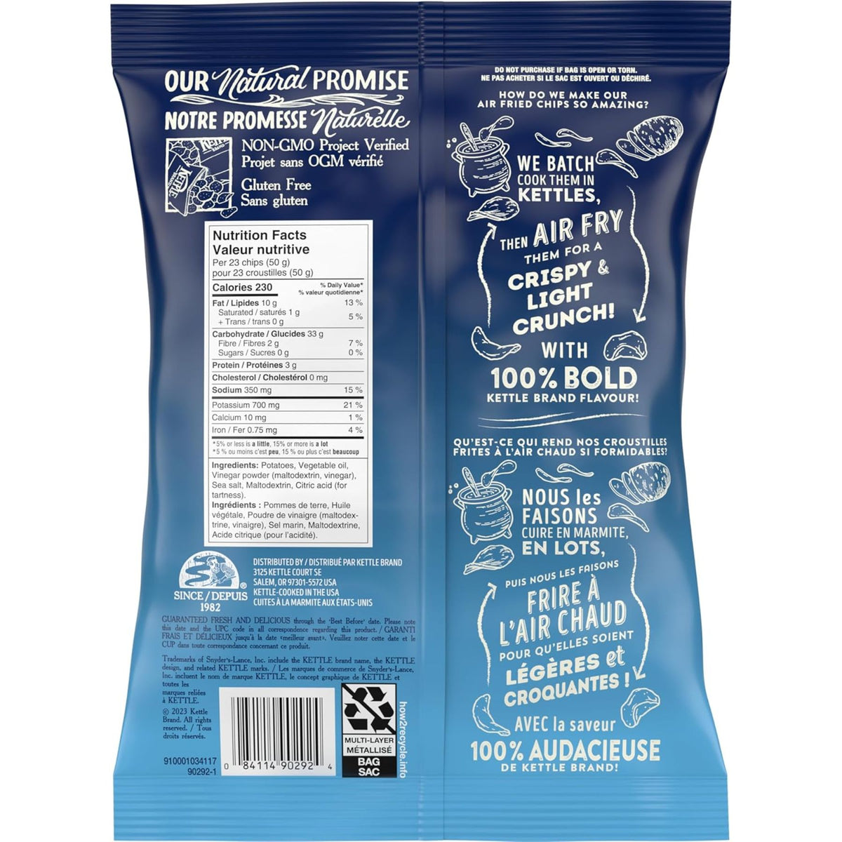 Kettle Air Fried Potato Chips Sea Salt & Vinegar 156g