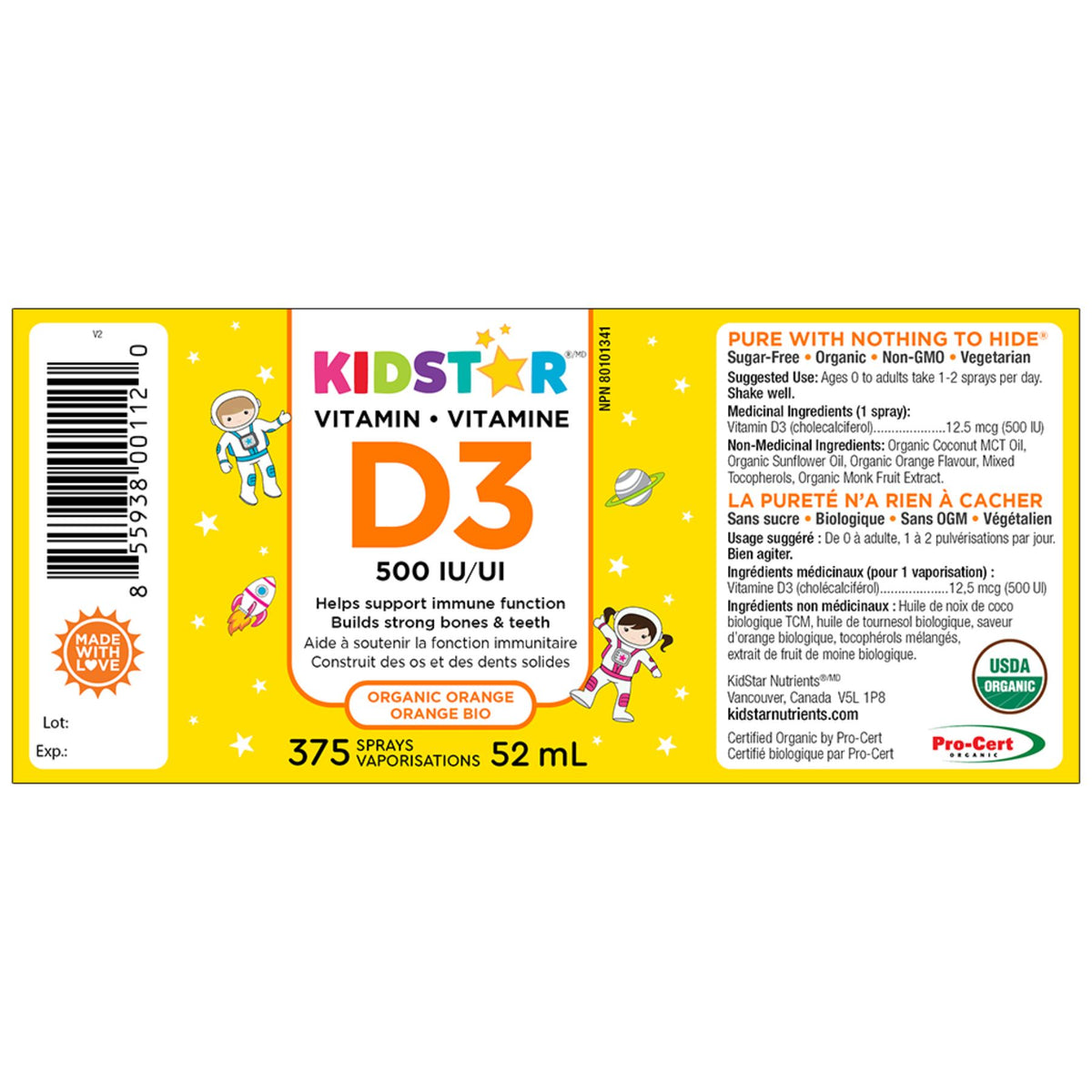 Kidstar Vitamin D3 Spray - Orange Flavour 52ml