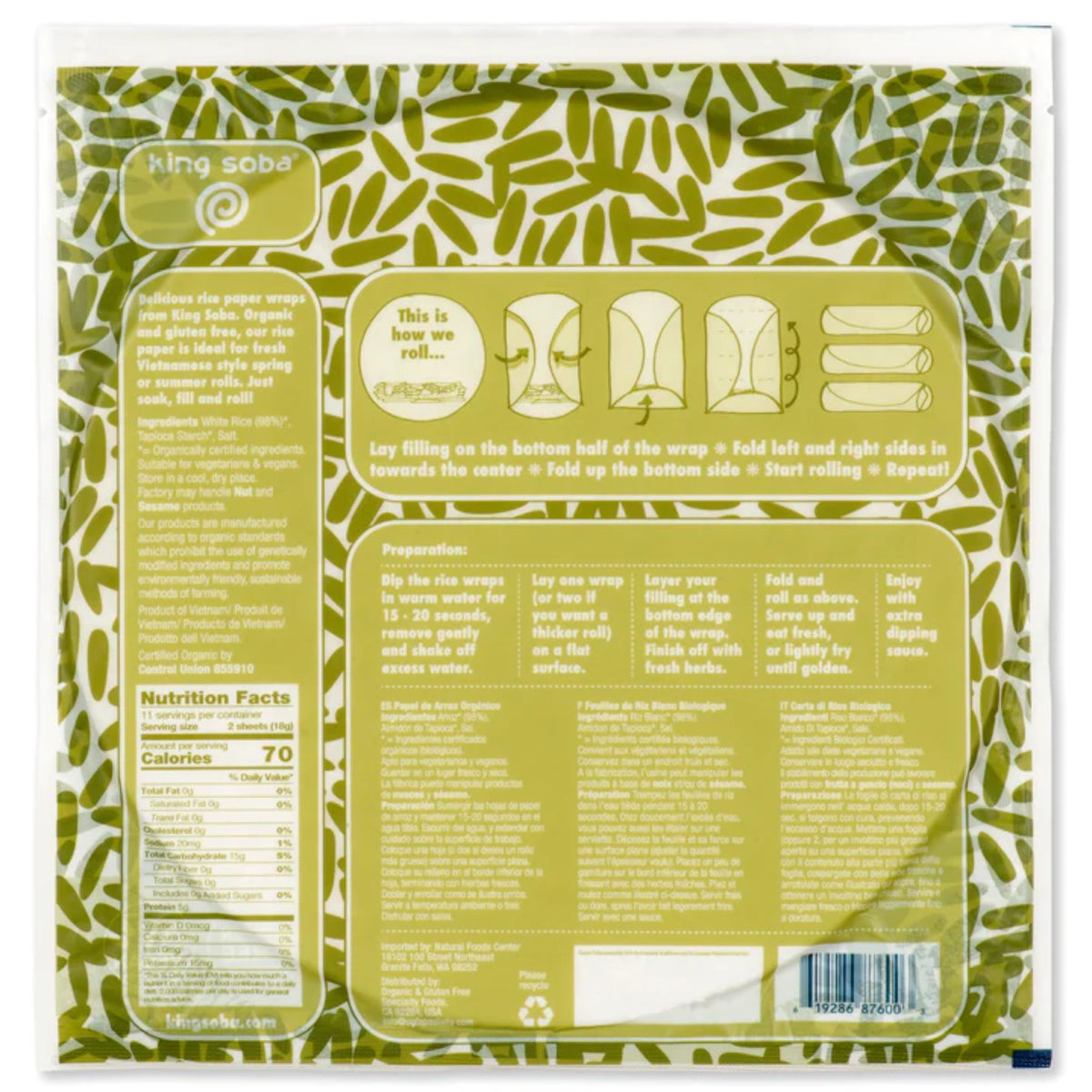 King Soba White Rice Paper Wrap 200g