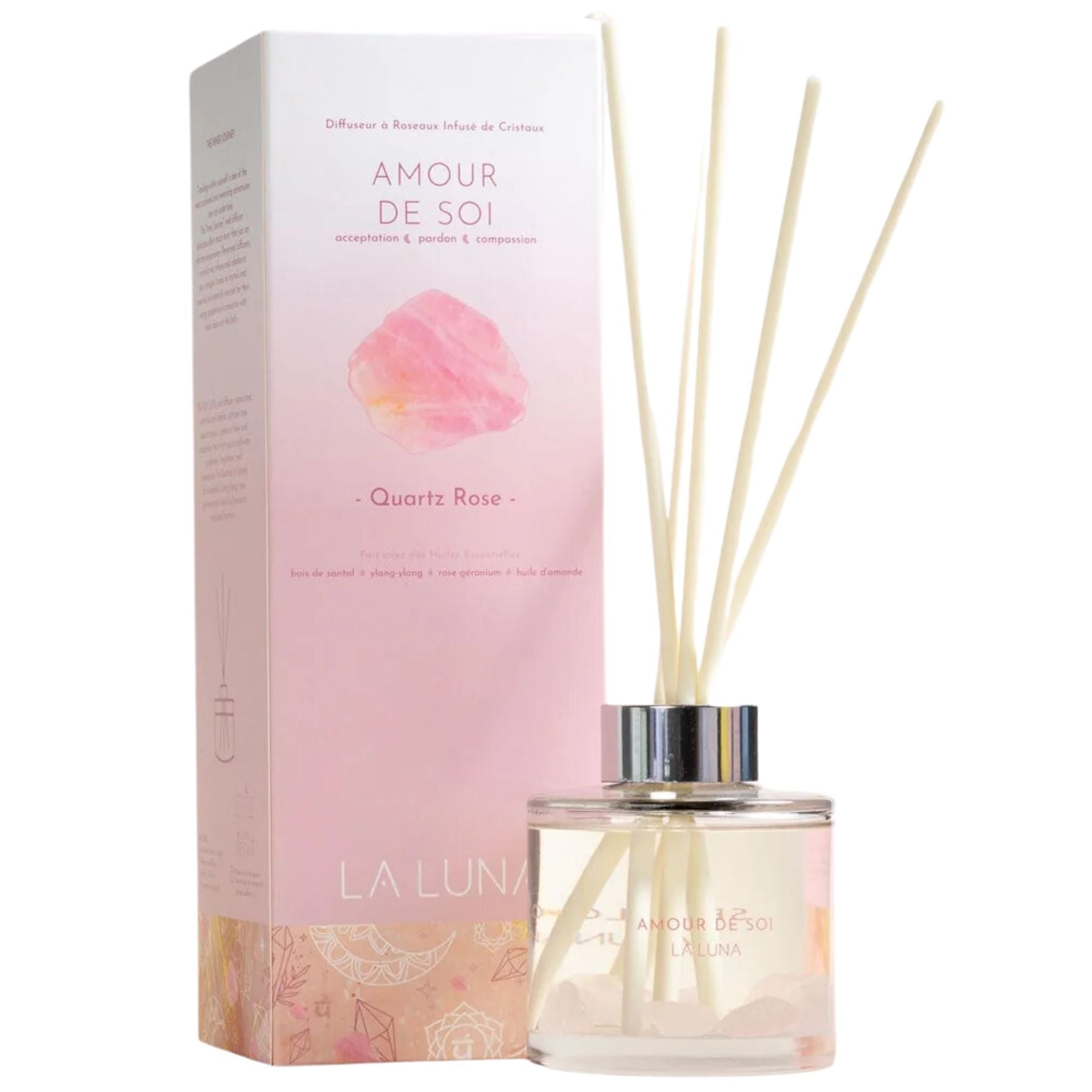 La Luna Crystal Infused Reed Diffuser Self Love - Rose Quartz