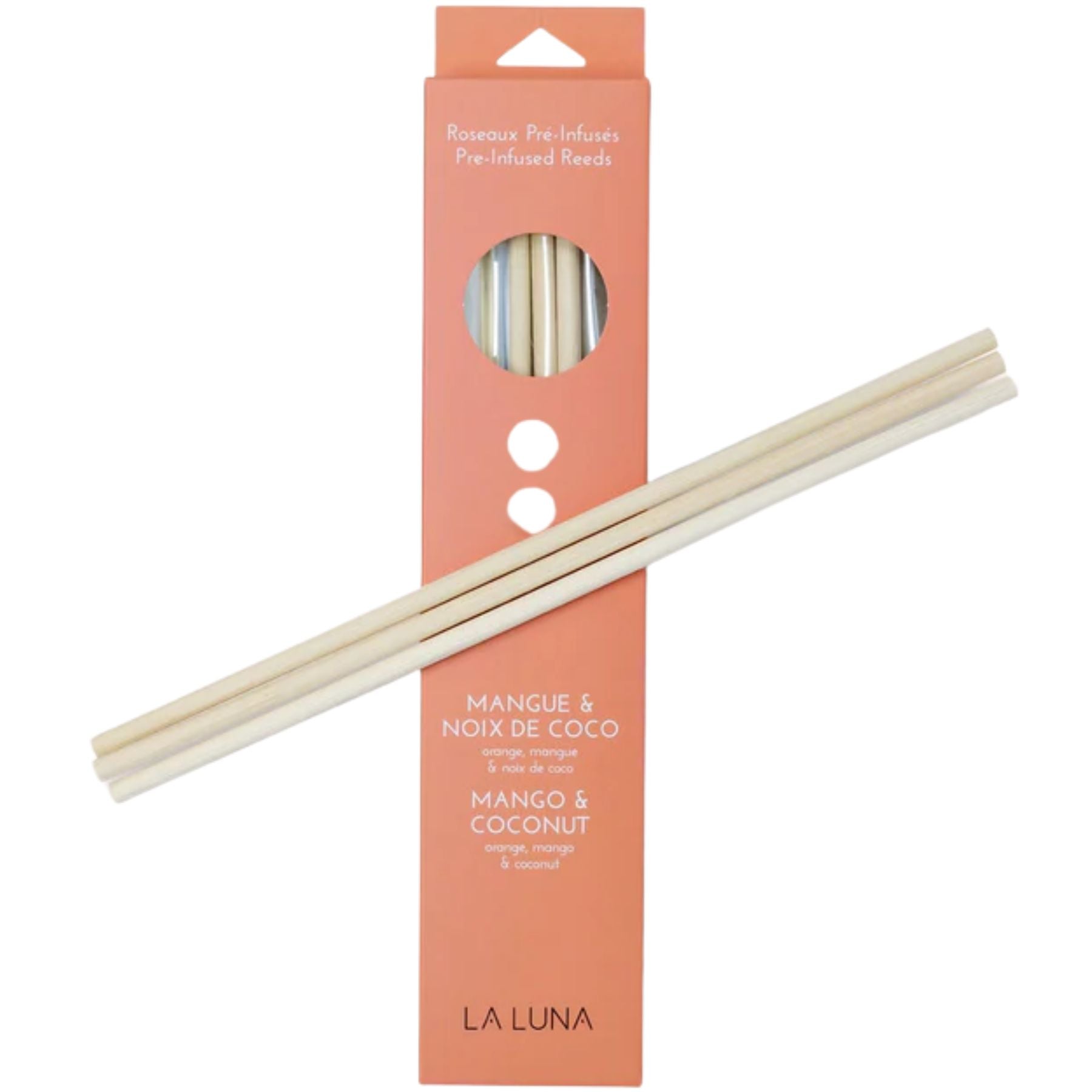 La Luna Mango Coconut Pre-Infused Scented Reeds 2pk