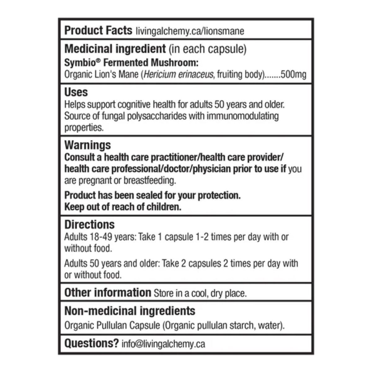 Living Alchemy Lion's Mane 60s