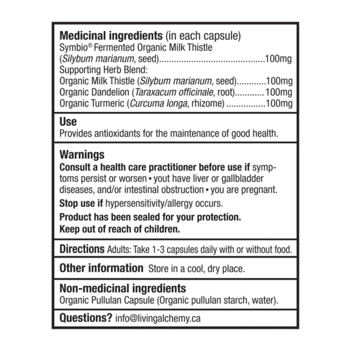 Living Alchemy Milk Thistle Alive 60s