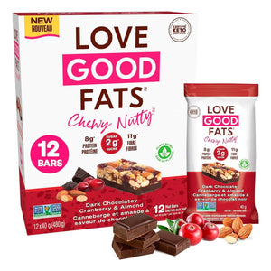 Love Good Fats Chewy Nutty Dark Chocolatey Cranberry & Almond Bar (single) 40g