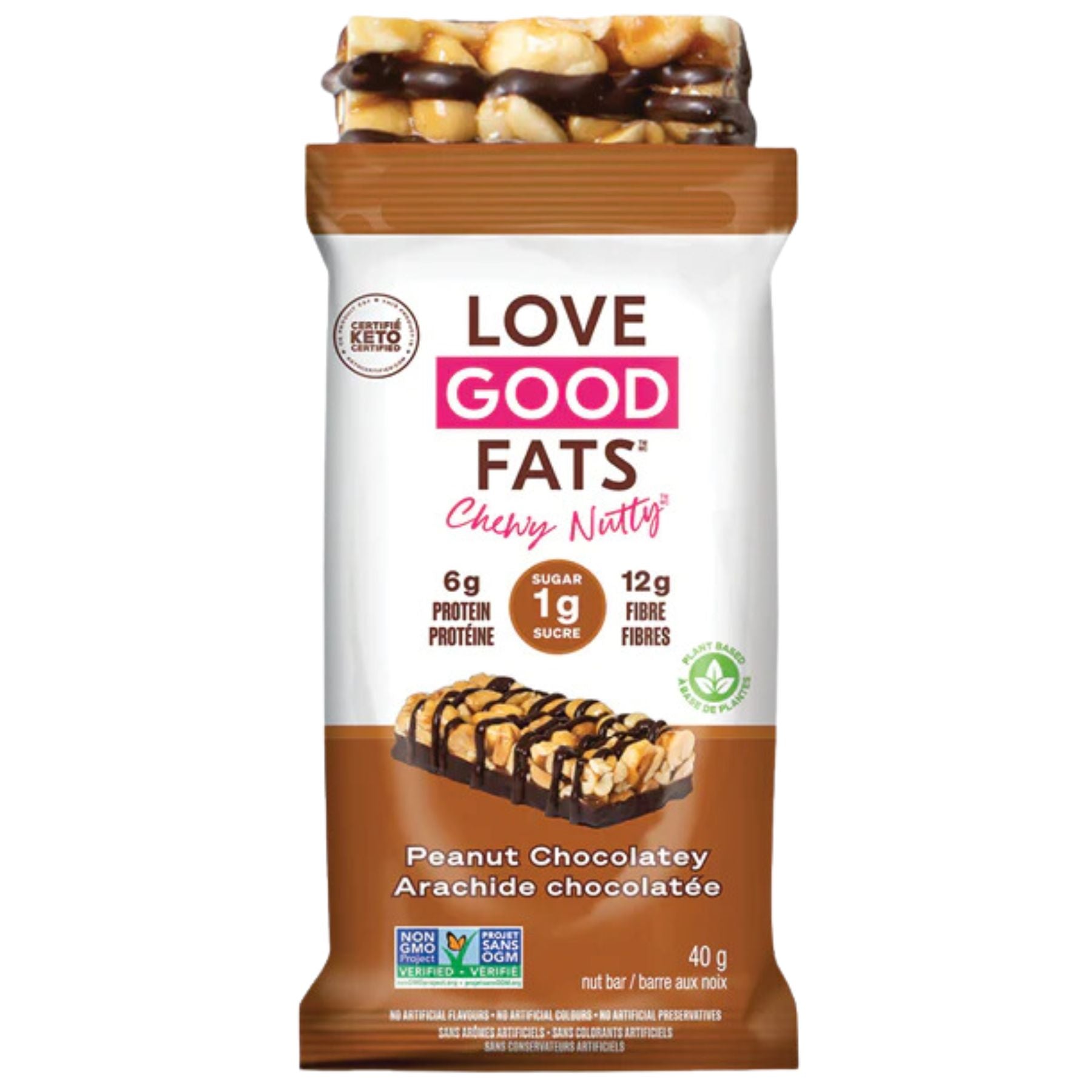 Love Good Fats Chewy Nutty Peanut Chocolate Bar (single) 40g