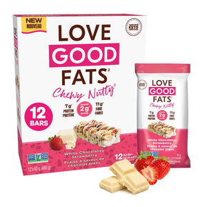 Love Good Fats Chewy Nutty White Chocolate Strawberry Bar (single) 40g