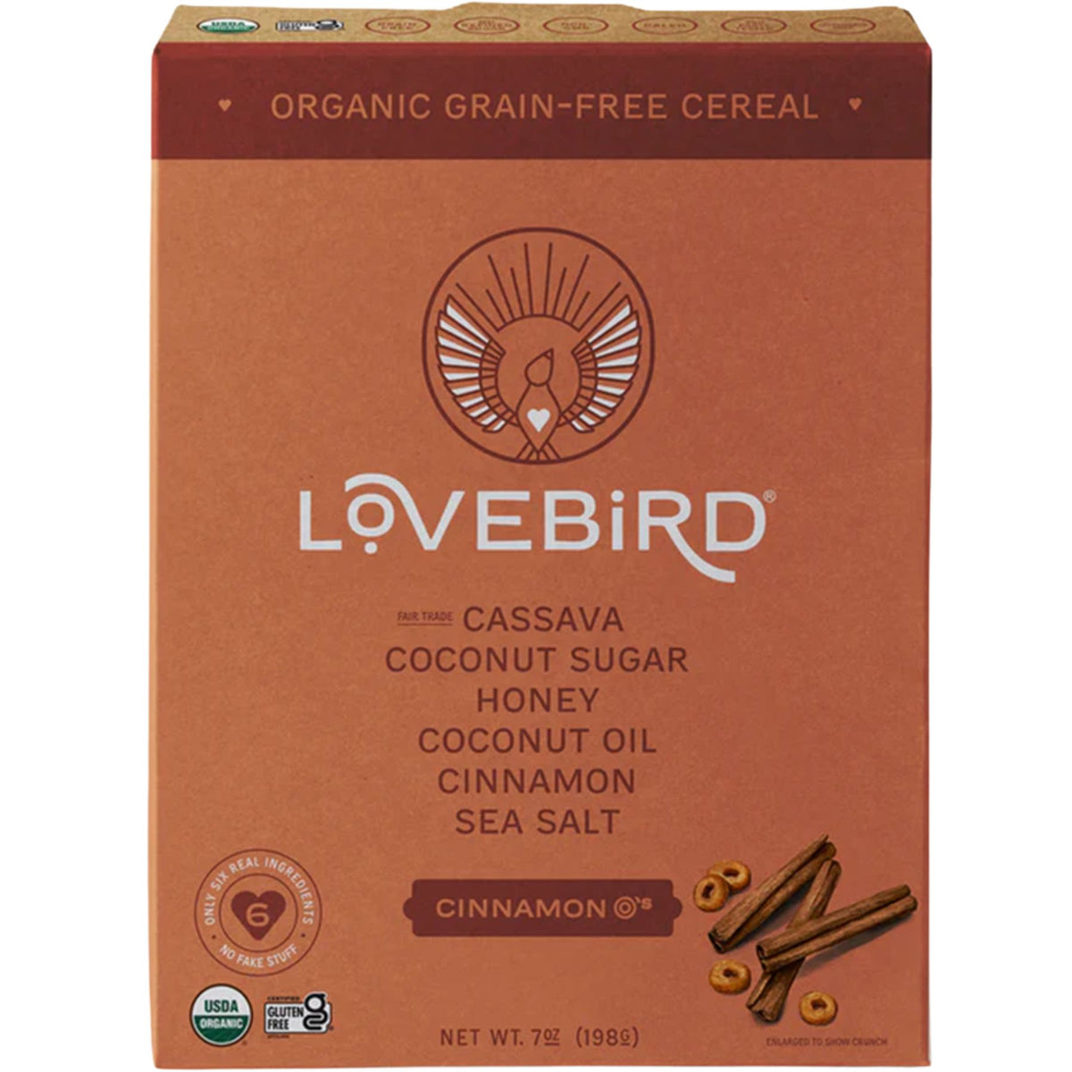 Lovebird Organic Grain-Free Cinnamon O's Cereal 198g