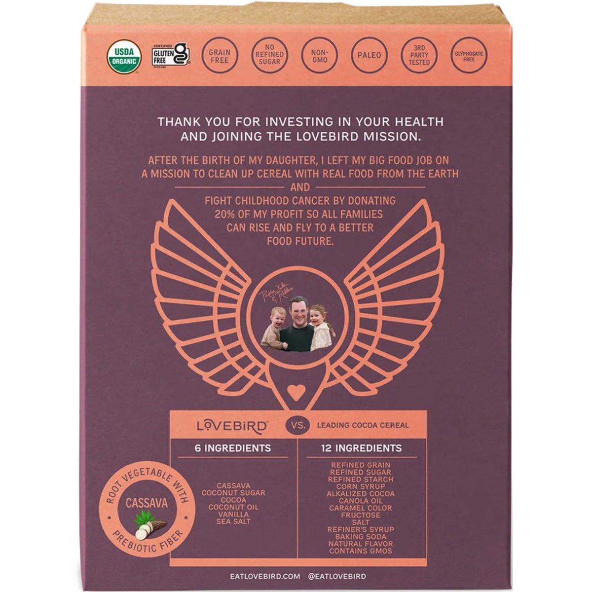 Lovebird Organic Grain-Free Cocoa O's Cereal 198g